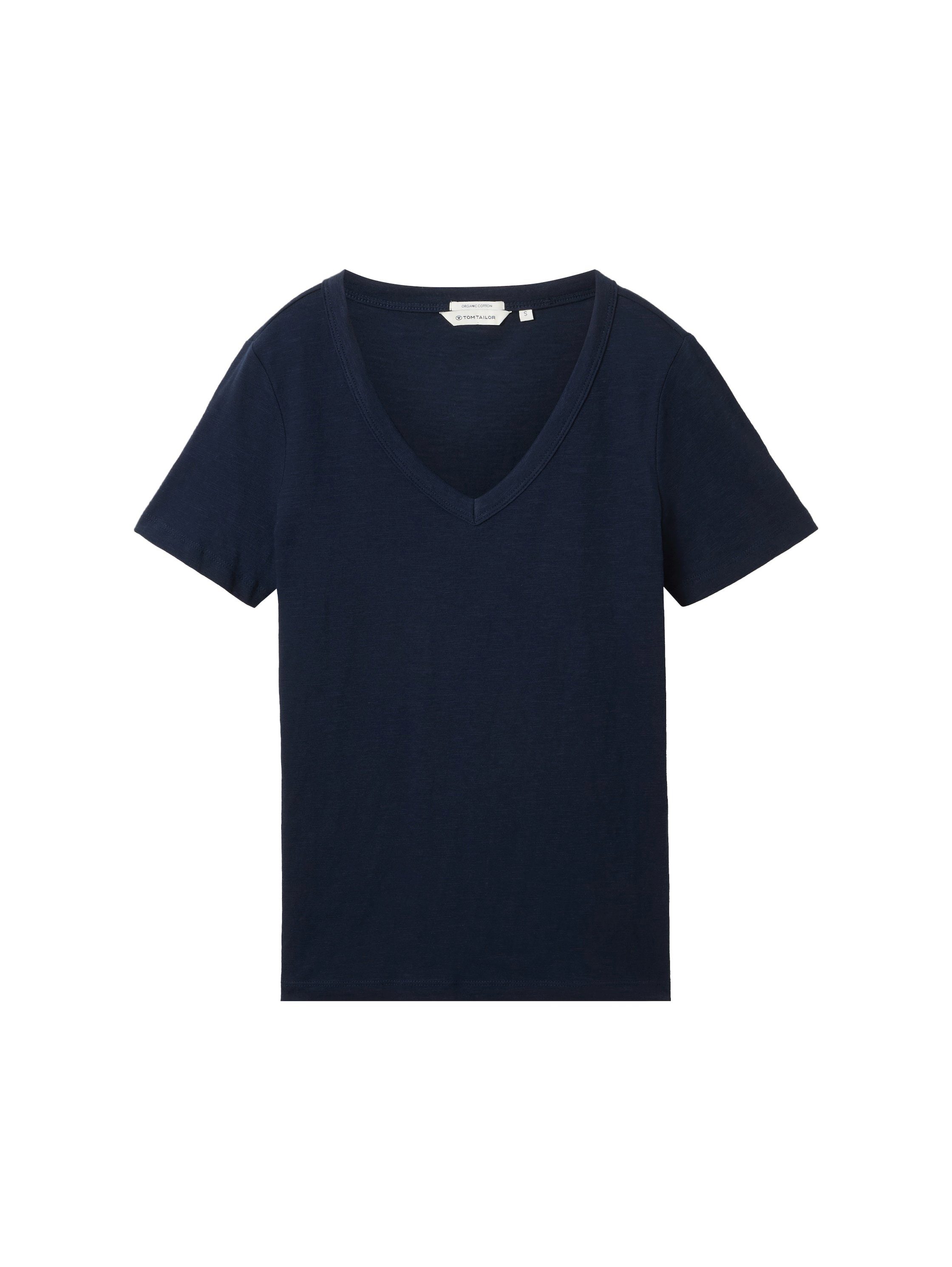Tom Tailor Shirt met V-hals in gemêleerde look