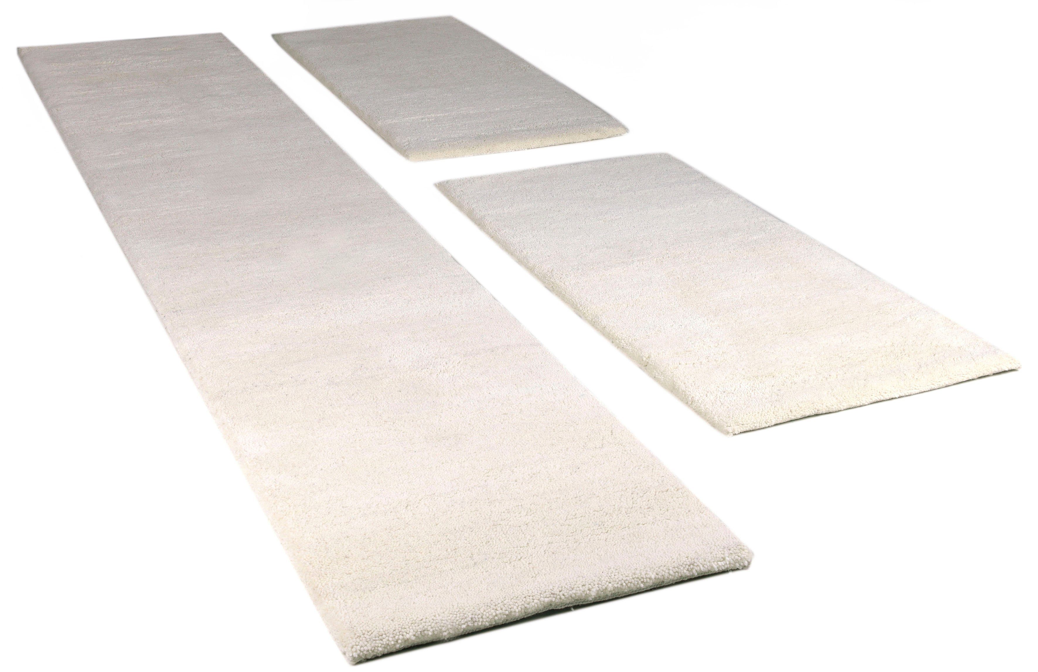 THEKO Set slaapkamerkleedjes Maloronga uni echt berbervloerkleed, zuivere wol, met de hand geknoopt bedvloerkleden wit