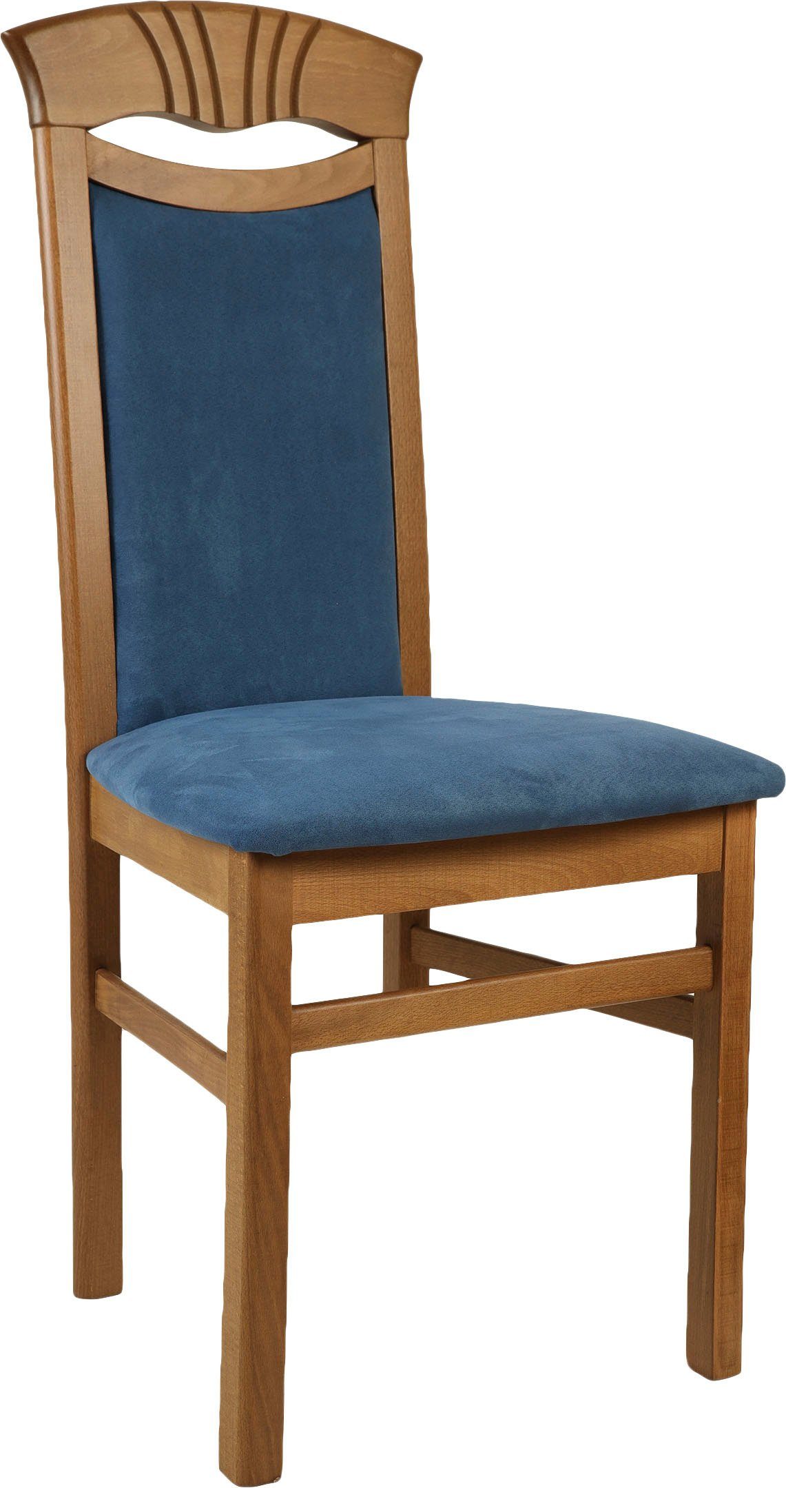Home affaire Eetkamerstoel Franz slijtvast microvezel, onderstel beuken naturel of wit, houten stoel (set, 2 stuks)
