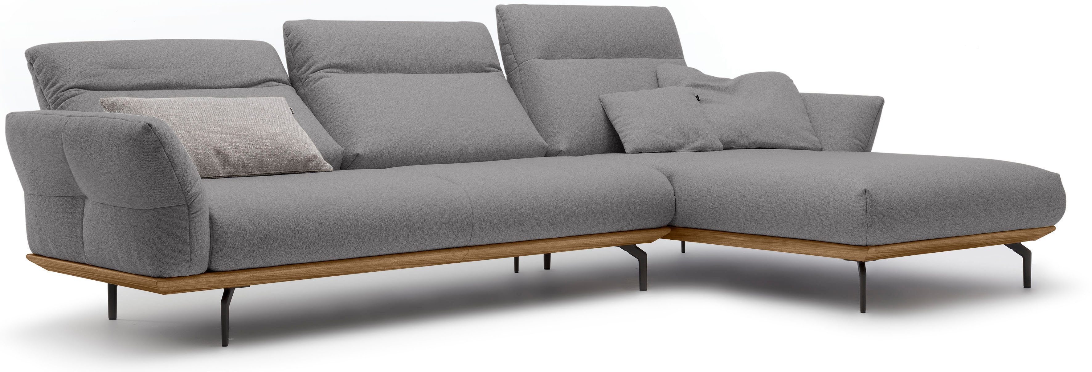 Creation BY ROLF BENZ Hoekbank Hs.460 Sokkel in walnotenhout, onderstel in umbra grijs, breedte 318 cm