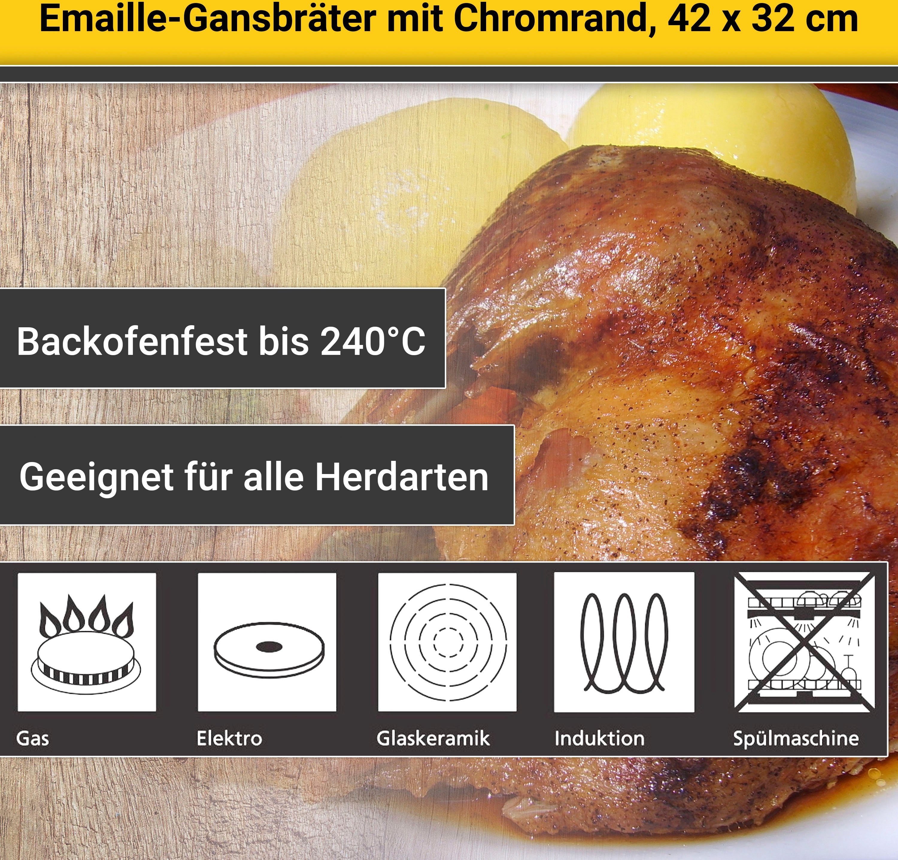Krüger Braadpan gesprenkeld met chroomrand, 42 cm, inductie