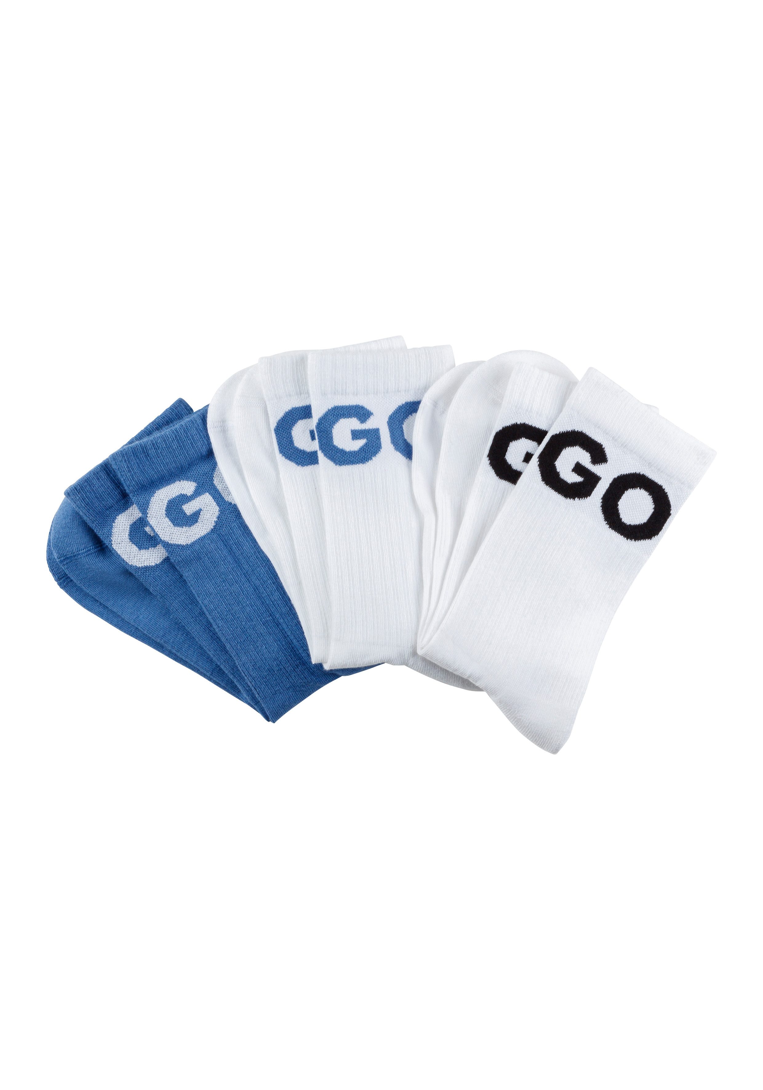HUGO underwear Vrijetijdssokken 3P QS ICONIC CC 1 met hugo logo-borduursel in contrastkleur (3 paar, Set van 3) heren sokken maat 43-46 multicolor