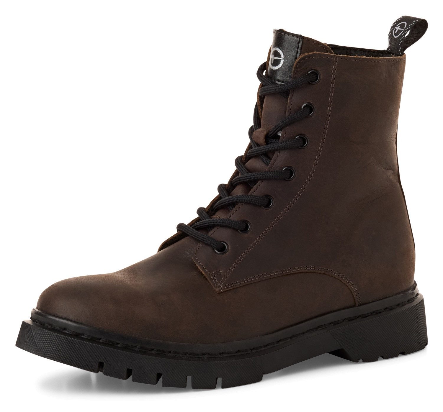 Tamaris Winterlaarzen blokhak, veterschoenen, winter enkellaars, t-logo op de tong dames winterlaarsjes maat 39 bruin