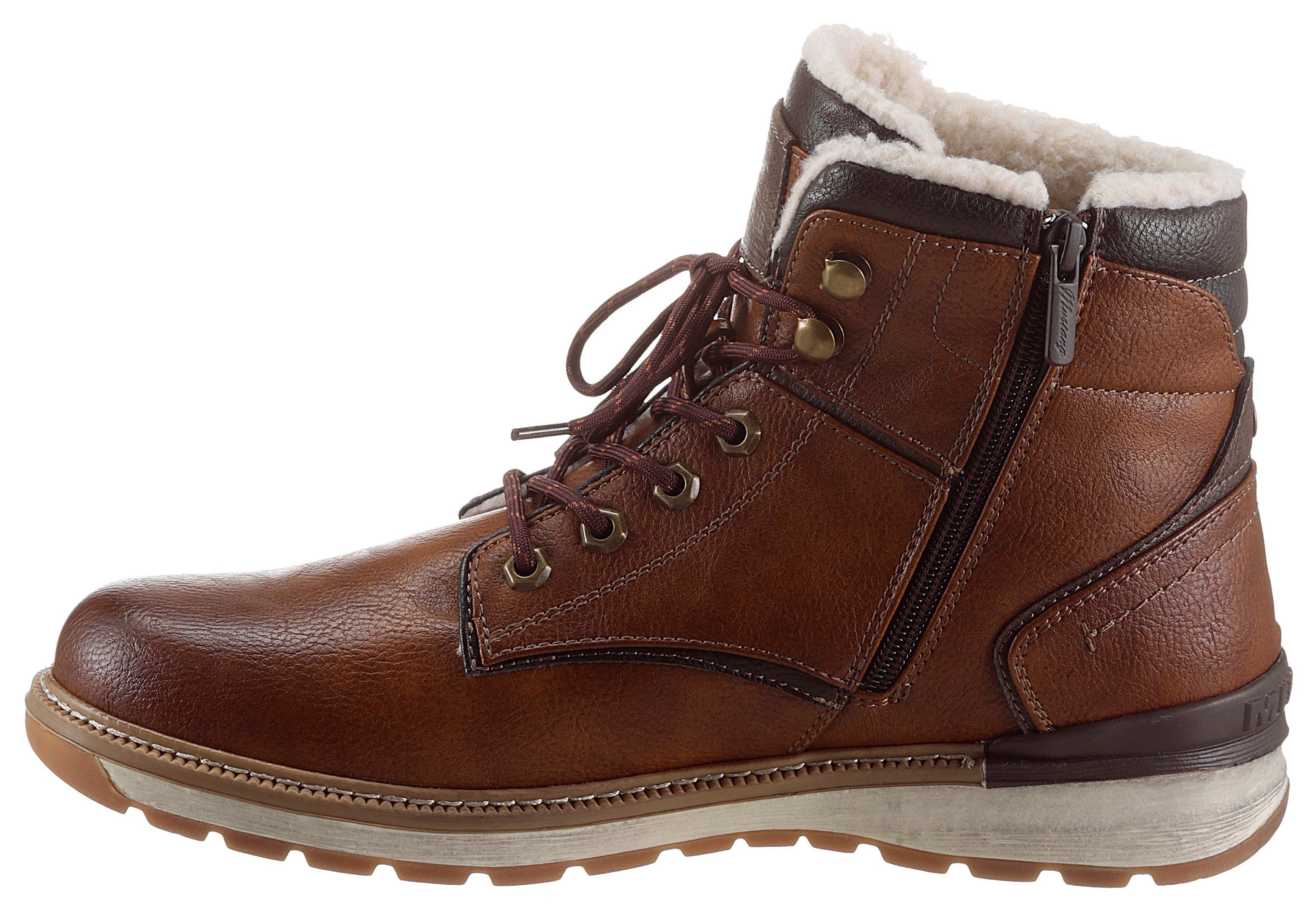 Mustang Shoes Winterlaarzen casual mode, veterschoenen, winterlaarzen met oogjes en logo-patch