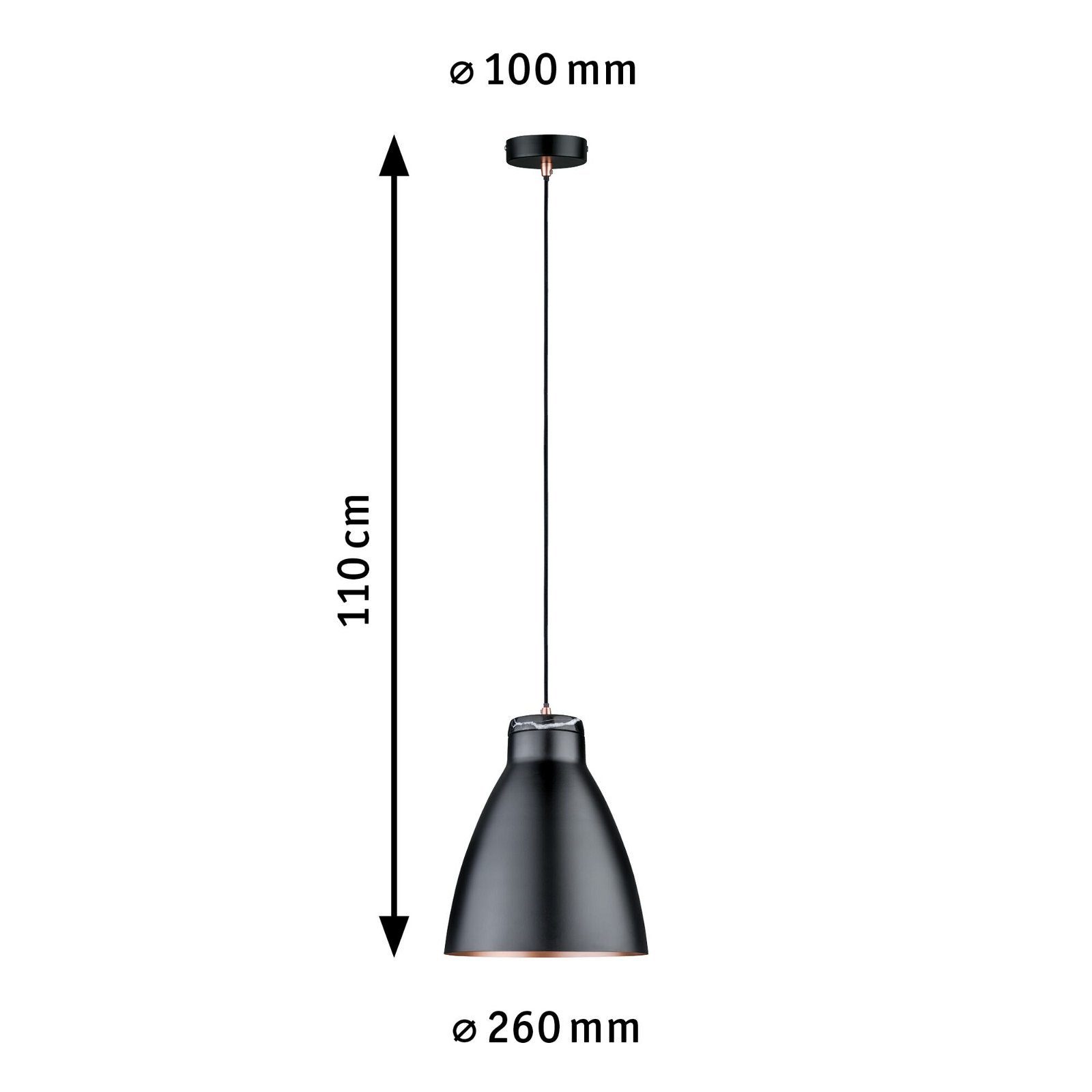 Paulmann Hanglamp Neordic Roald max. 1x20W Zwart mat/Koper m 230V Metaal/Marmer (1 stuk)