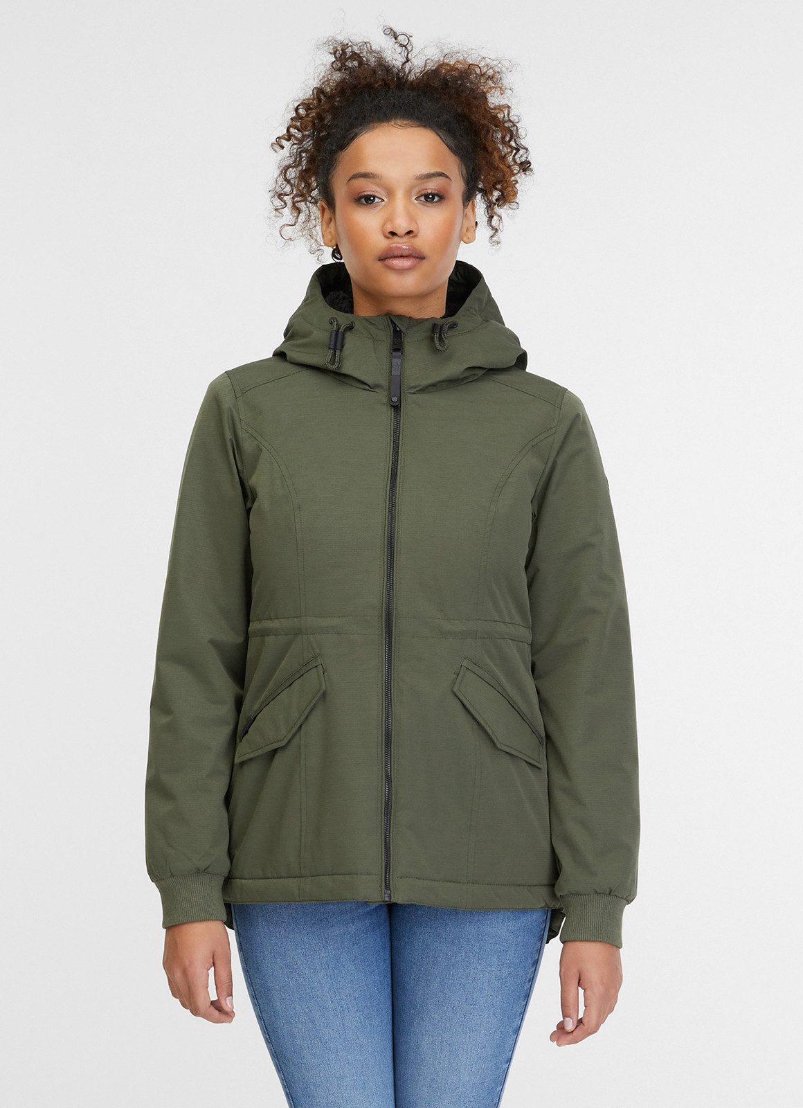 Ragwear Outdoorjack DOWEY WARM licht verwarmende overgangsjas met hoge kraag en capuchon dames wandelen & outdoor maat XXL (44) groen