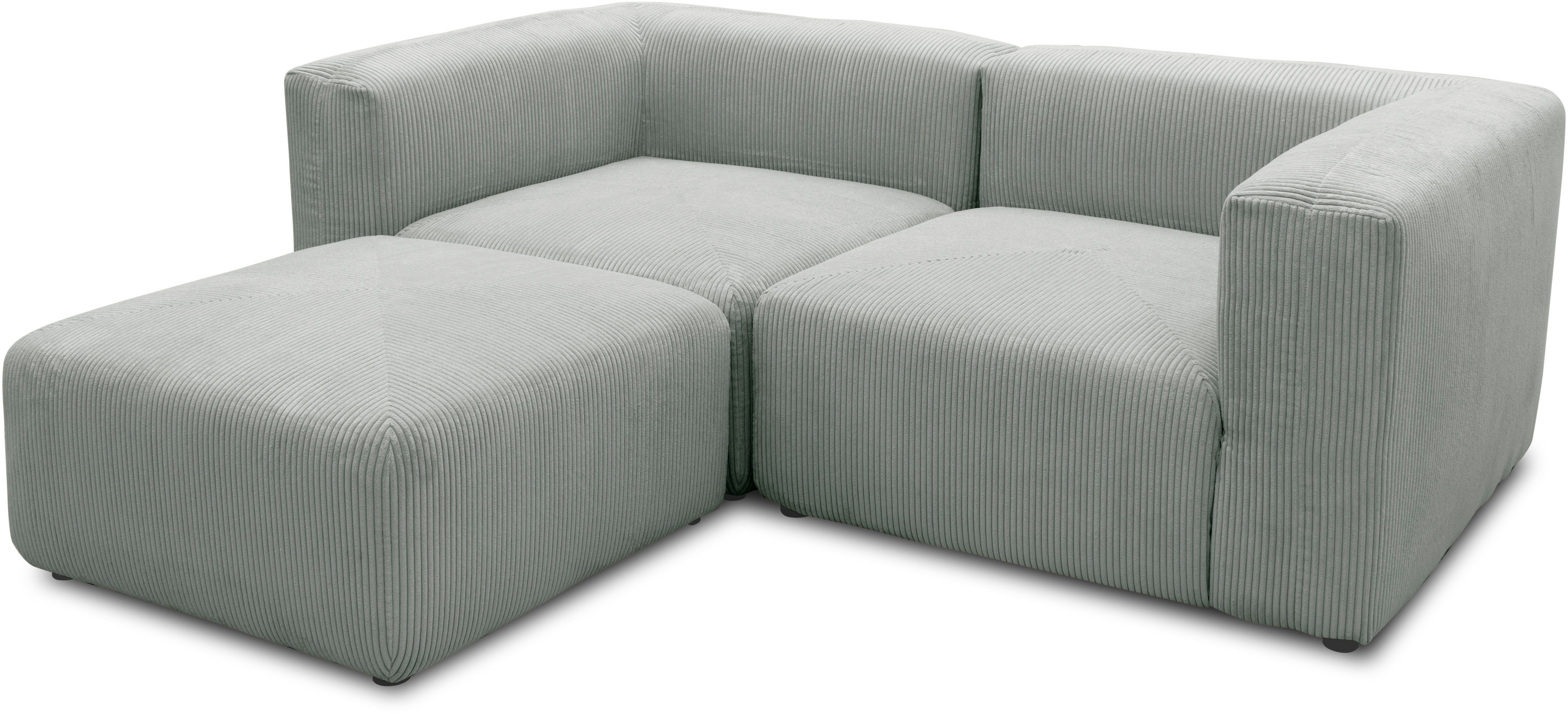 RAUM.ID Hoekbank Gerrid L-vorm Cord, modulaire bank, bestaand uit 2 hoekelementen + 1 hocker