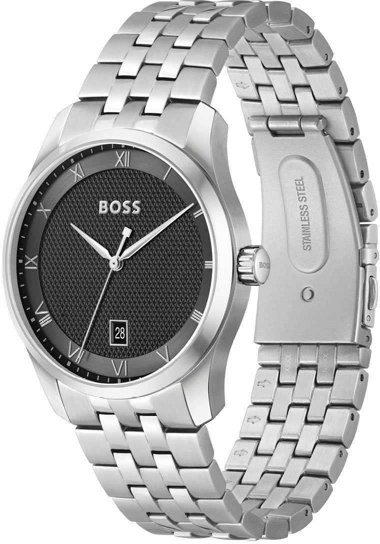Boss Kwartshorloge Principle Horloge, herenhorloge, stalen band, ideaal ook als cadeau (set, 2-delig, Met leren band)
