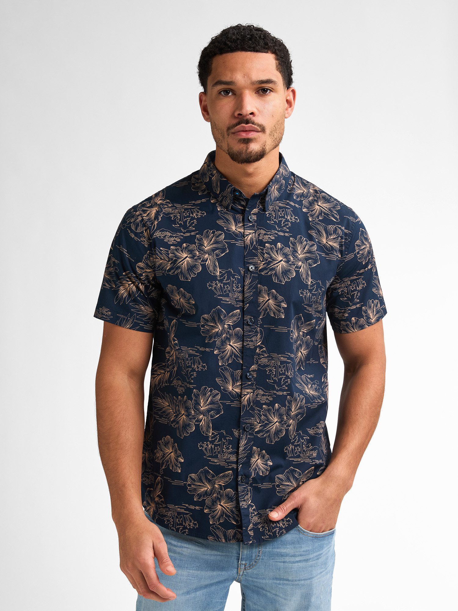Petrol Industries Shirt met korte mouwen met print all-over heren t-shirts maat S blauw