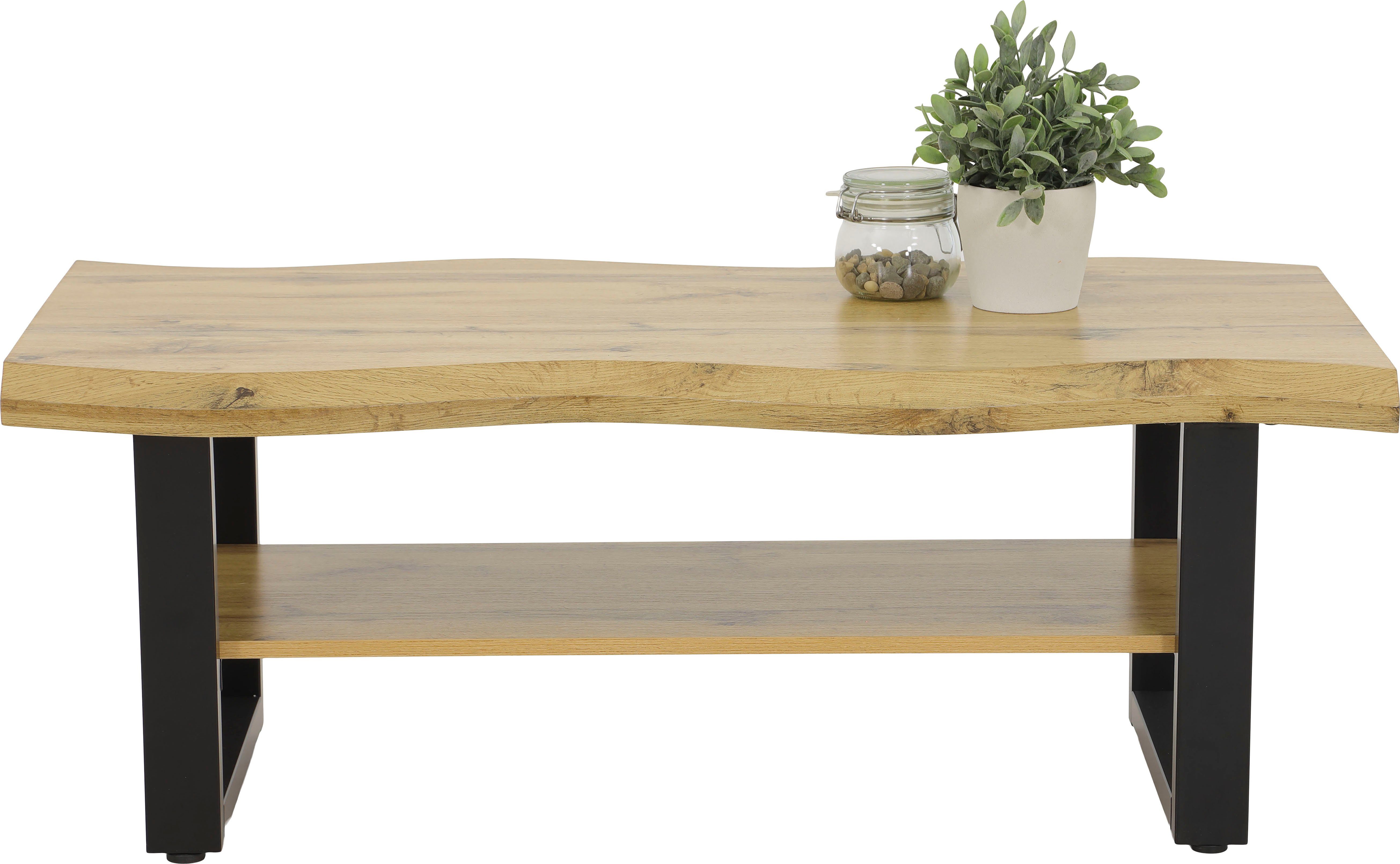 HELA Salontafel GABRIEL Legplank, boomrand-look, U-frame (1 stuk)