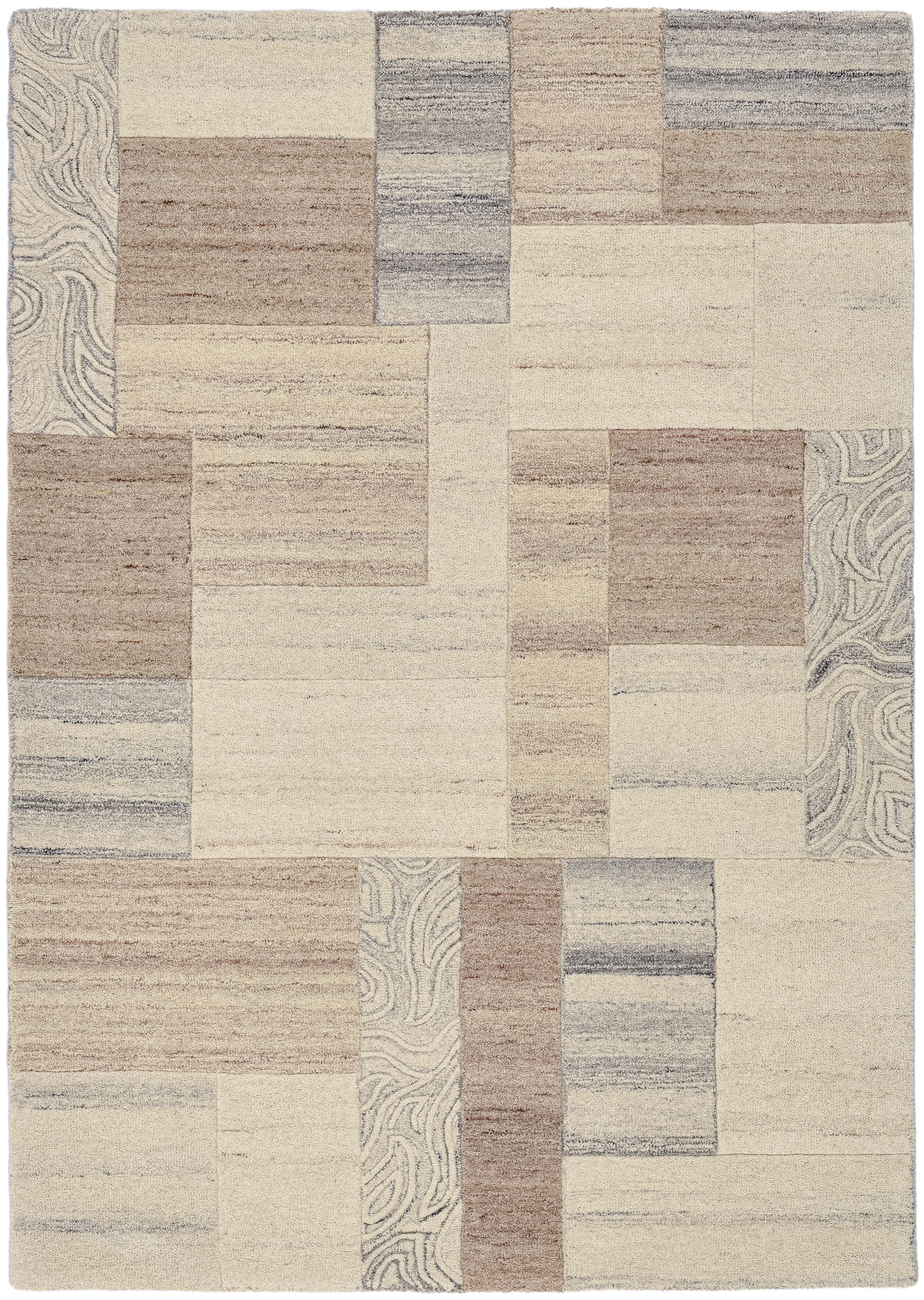 THEKO Wollen kleed Lola, wol, handgemaakt, patchwork ontwerp, handgetufted