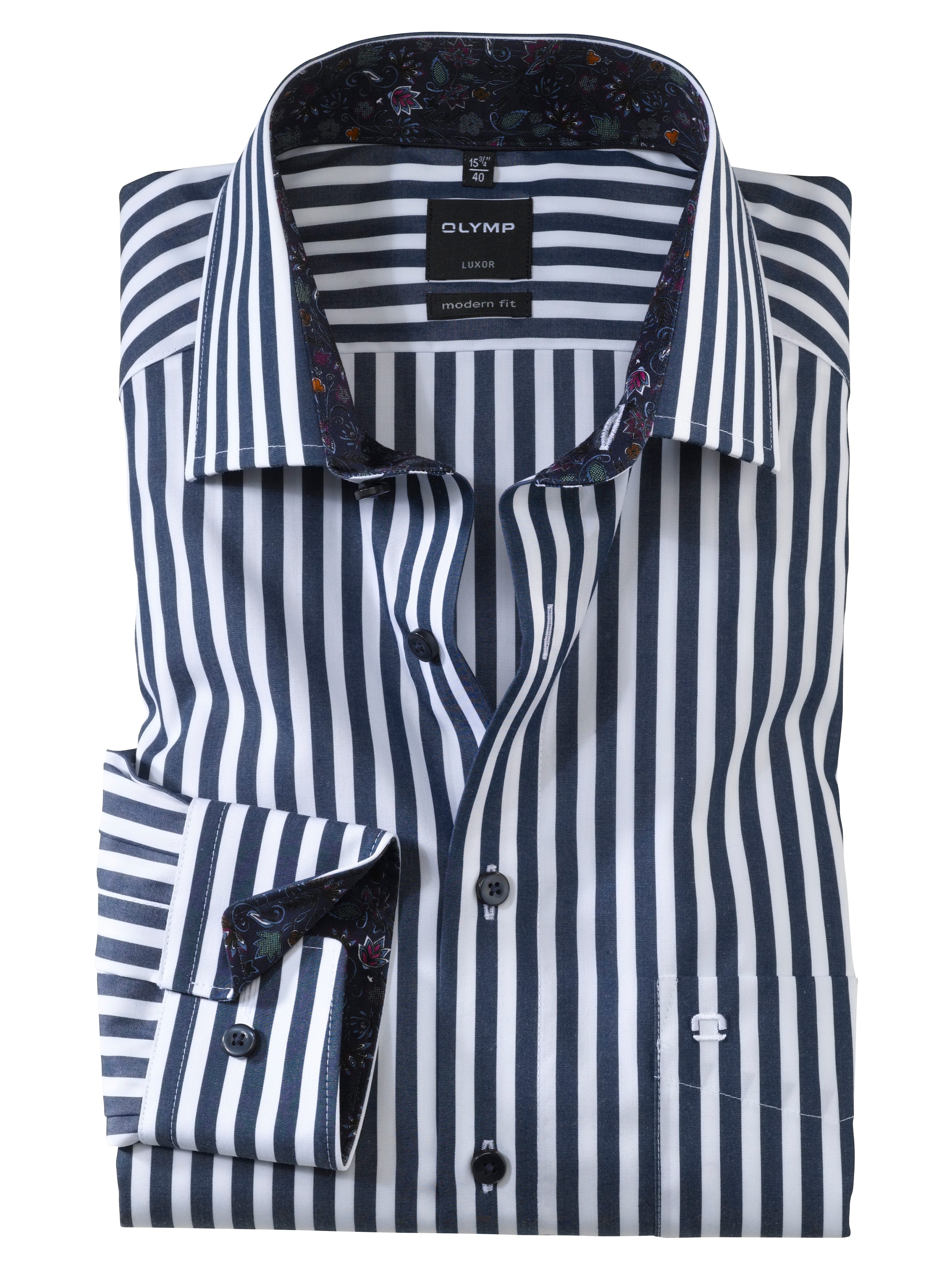 OLYMP Businessoverhemd Luxor modern fit heren zakelijke overhemden maat 47 blauw