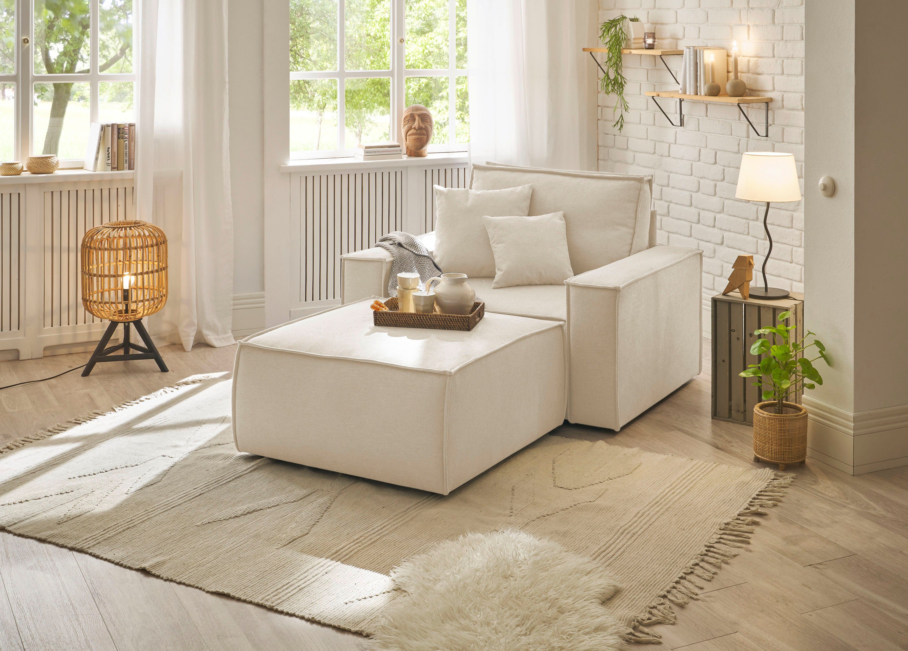 andas Loveseat Finnley Loveseat en hocker als set, passend bij de bekleding-serie Finnley (2-delig)