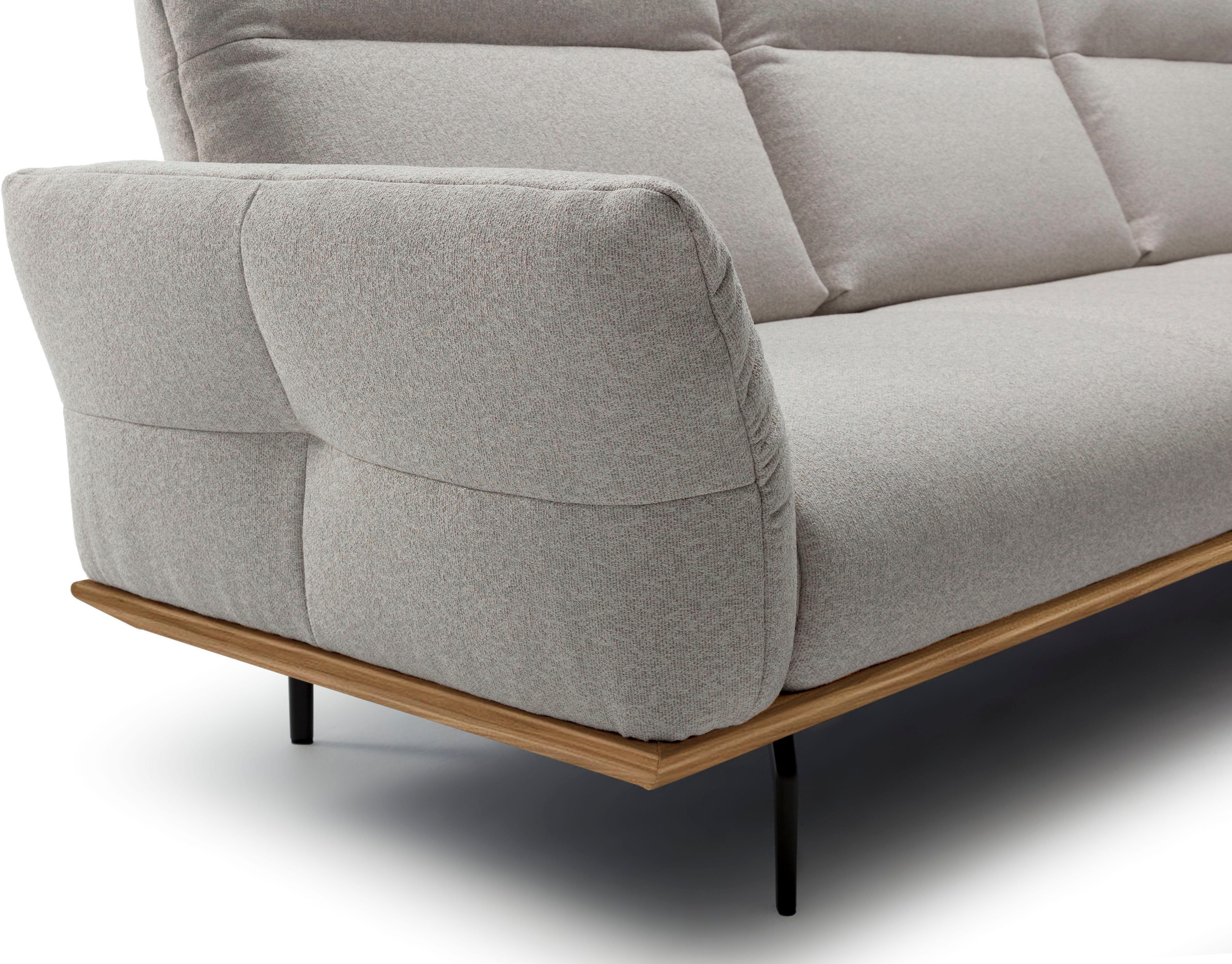 Creation BY ROLF BENZ Hoekbank CR.460 Sokkel in walnotenhout, onderstel in umbra grijs, breedte 338 cm