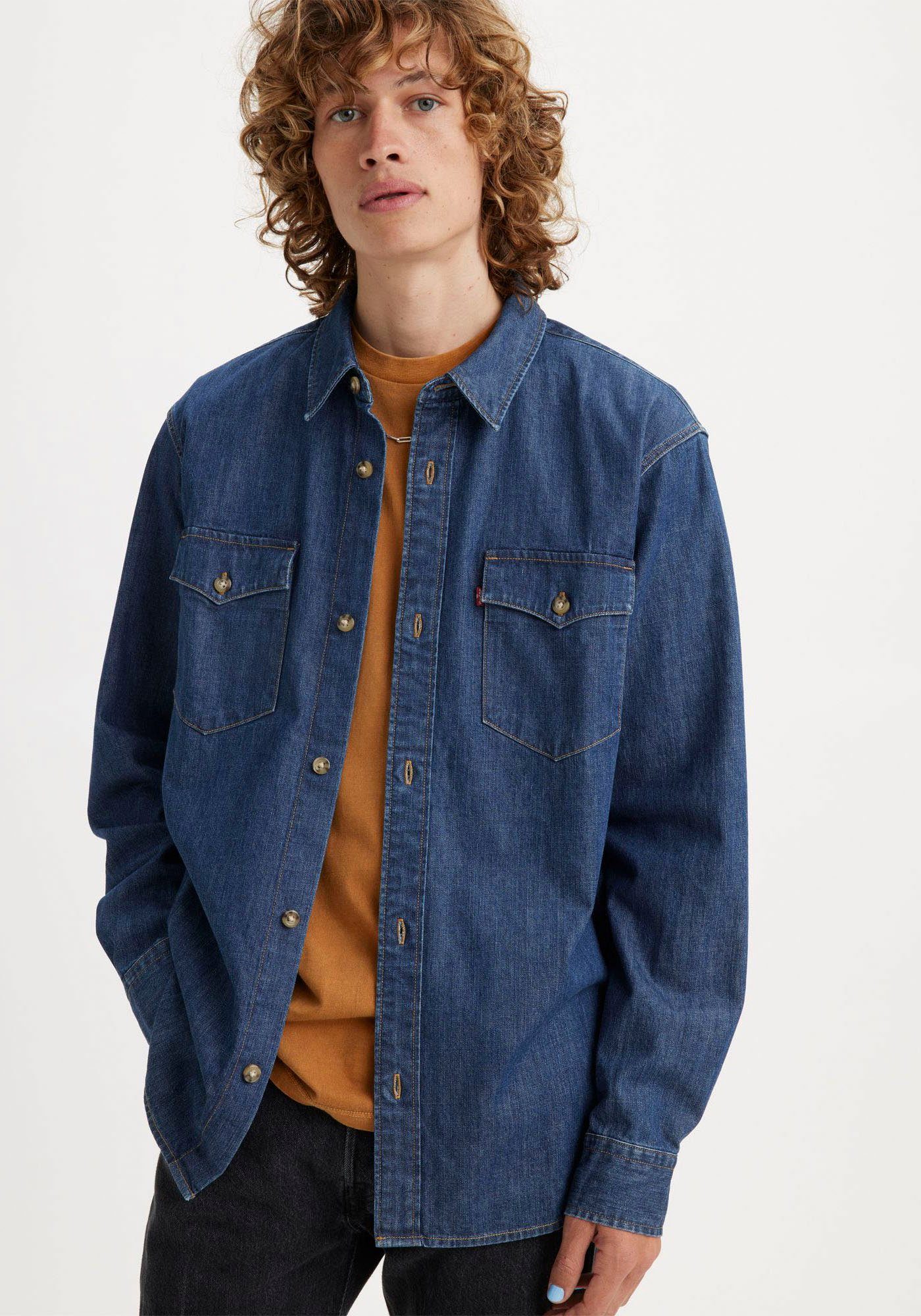 Levi's Jeans overhemd RELAXED FIT WESTERN heren denim overhemden maat S blauw