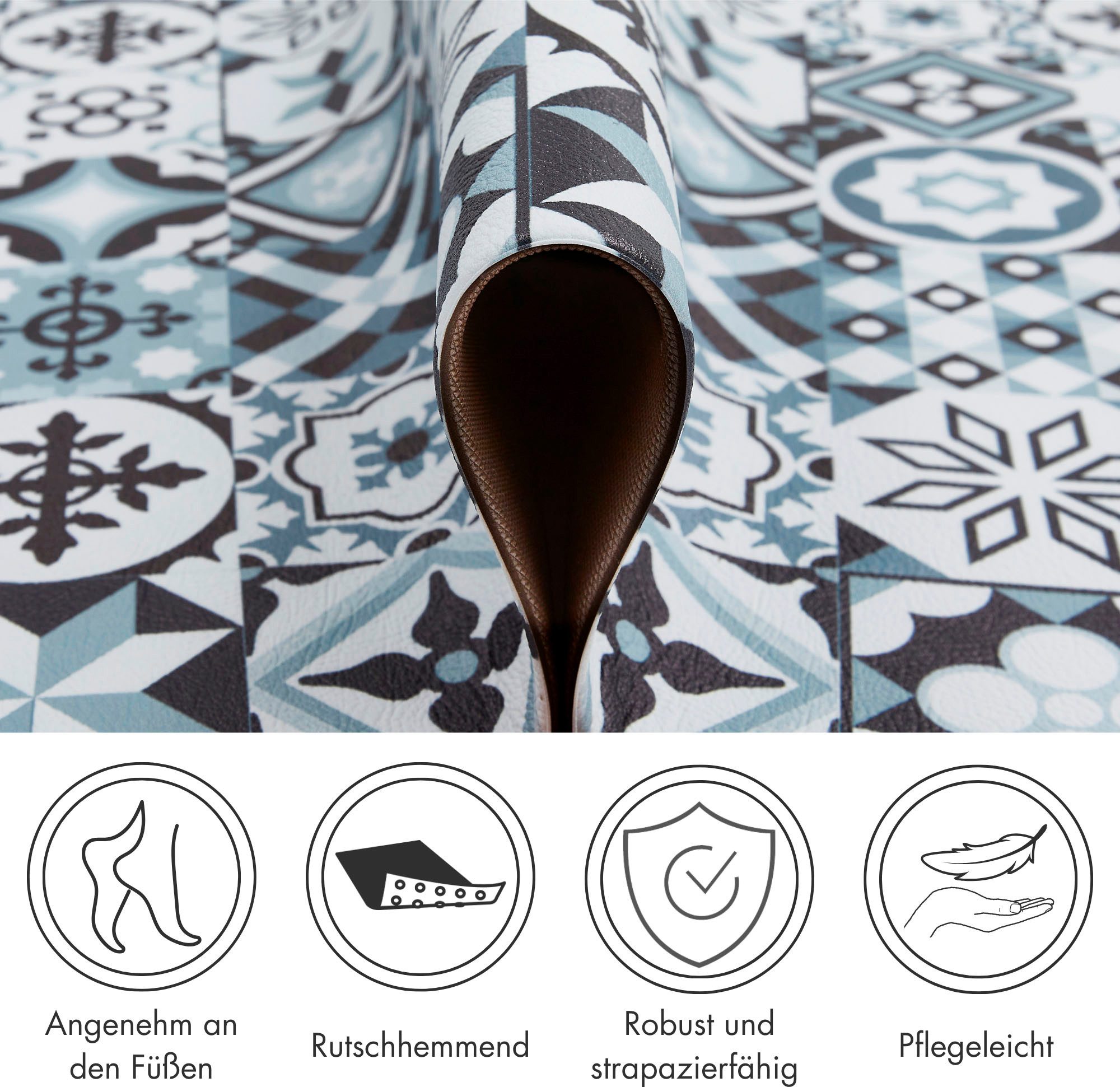 Andiamo Vinyl tapijt Marrakesch afwasbaar, antislip, tegel- of betonlook, ook als loper (1 stuk)