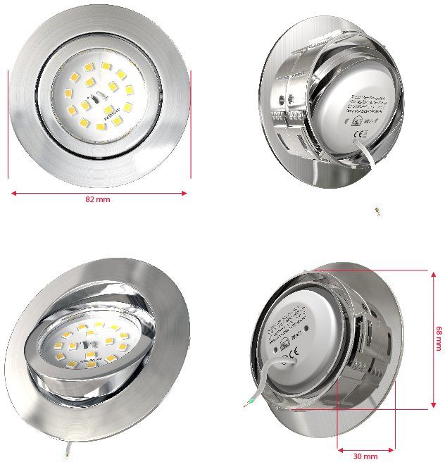 B.K.Licht Ledinbouwlamp BK_EL1074 5-delige set inbouwspots, dimbare plafondspots, plat (5 stuks)