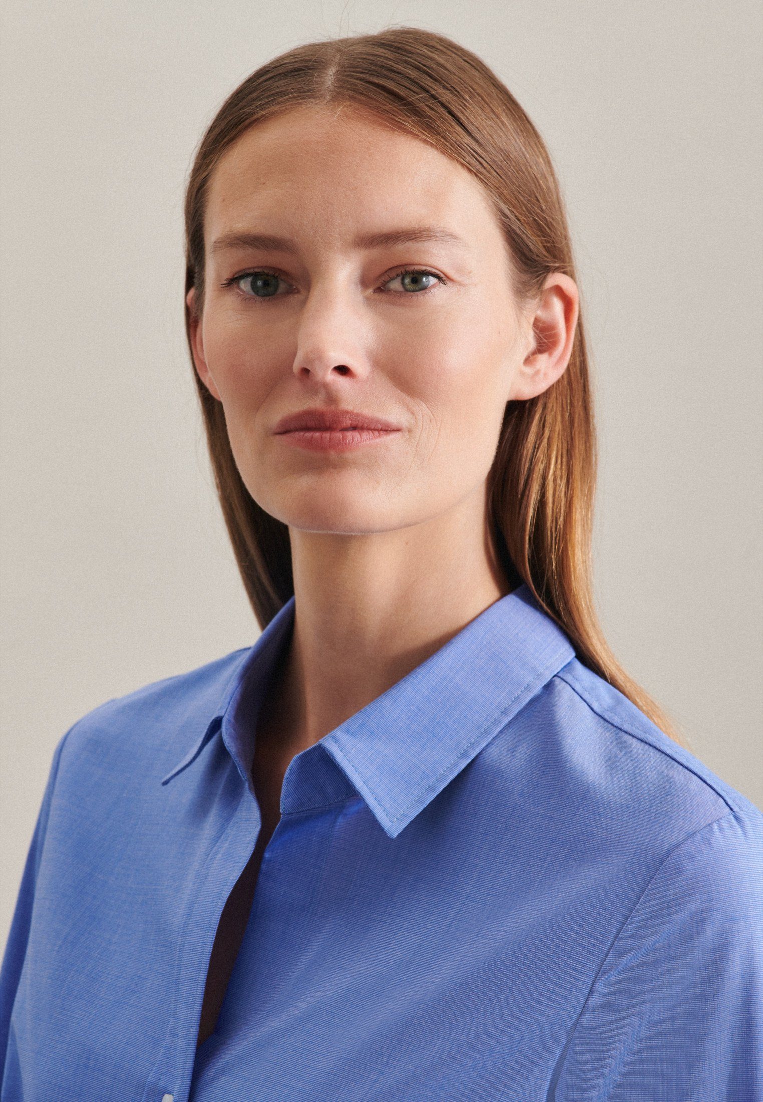 seidensticker Overhemdblouse Zwarte roos Lange mouwen kraag uni