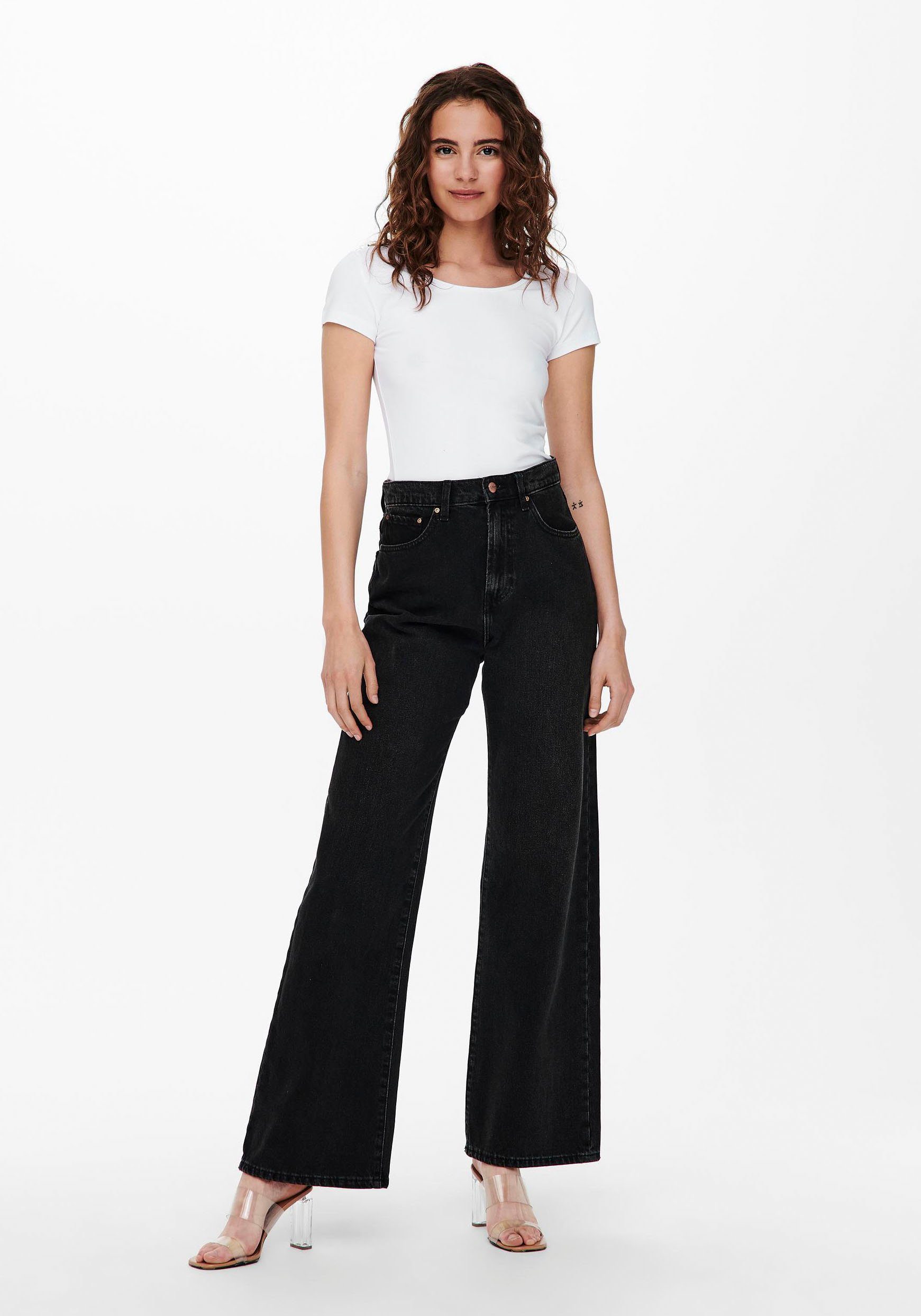 Only Shirt met ronde hals ONLLIVELOVE LIFE S/S O-NECK TOP (2-delig, Set van 2)