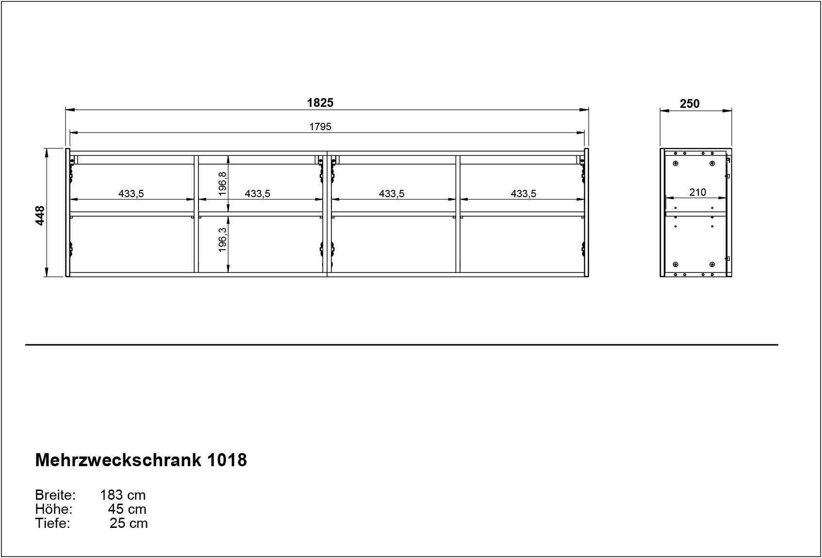 GERMANIA Multifunctionele kast Libbiano met balkonlook
