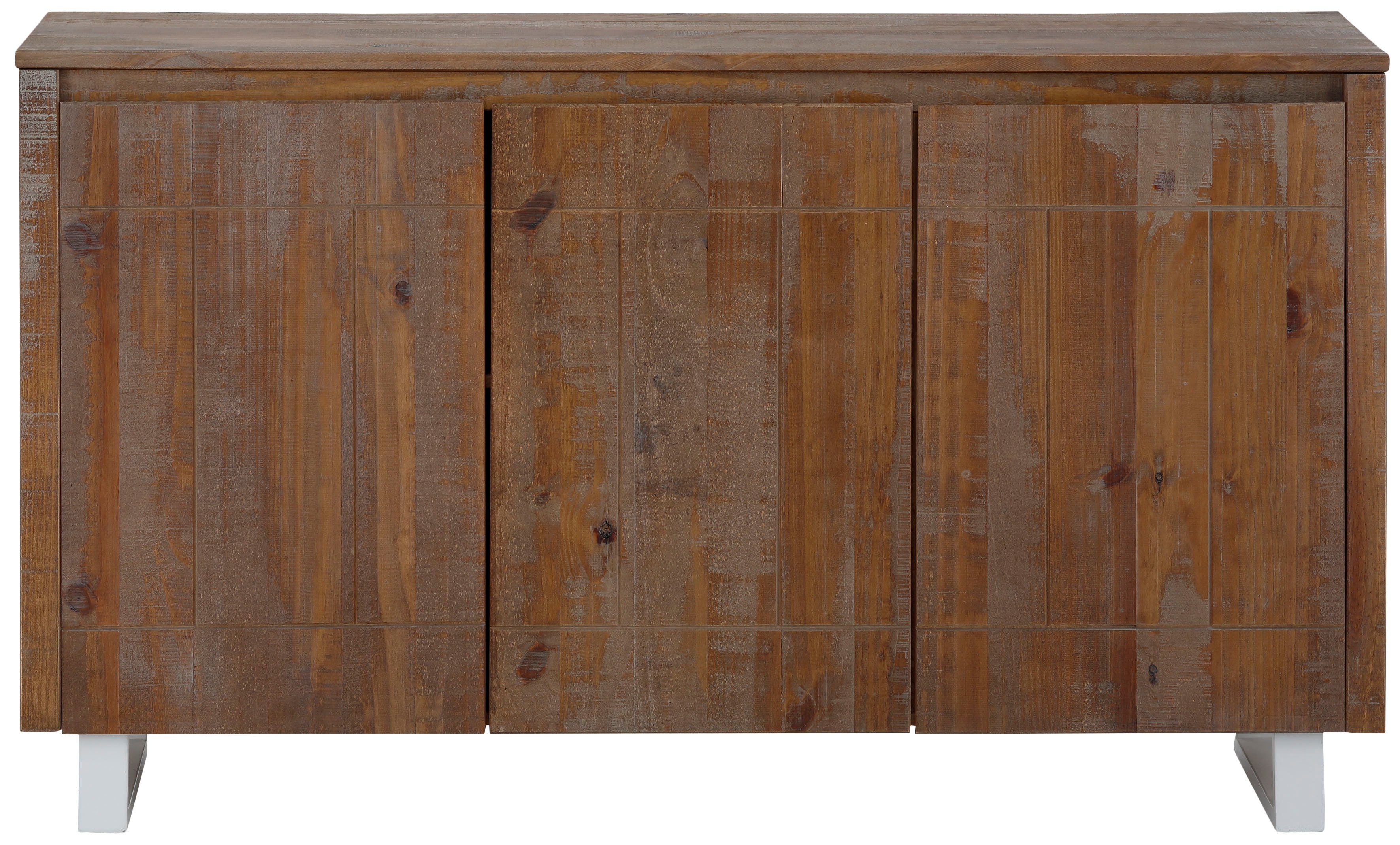 Home affaire Dressoir Lagos Commode van massief grenenhout, met wit gelakt onderstel