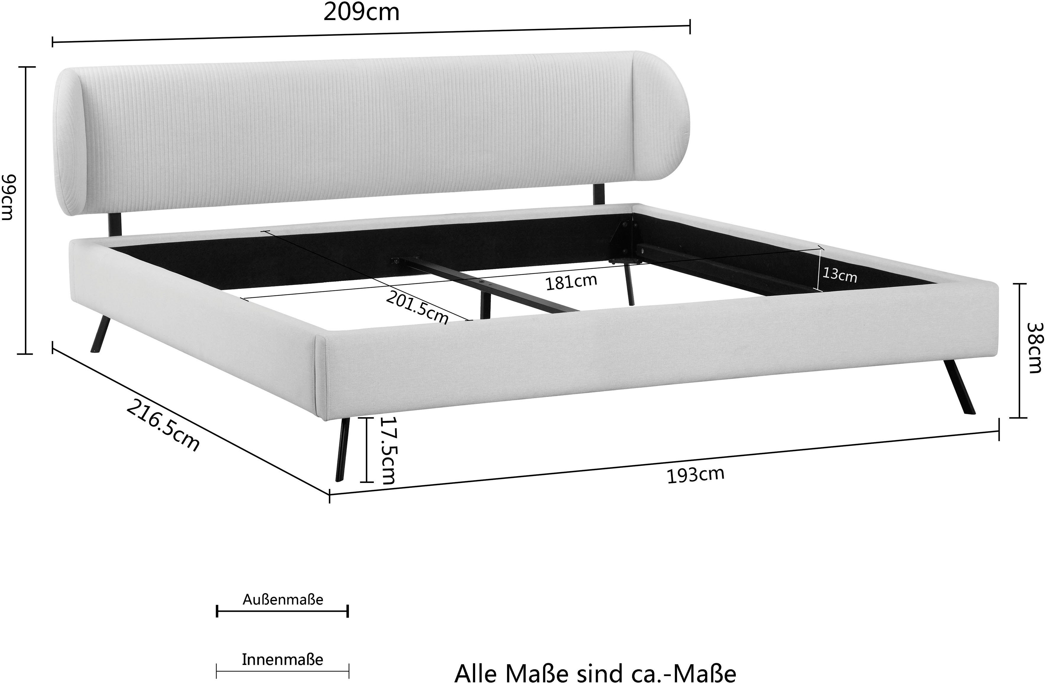 Guido Maria Kretschmer Home&Living Gestoffeerd bed Swantje in 3 breedten en 4 kleuren