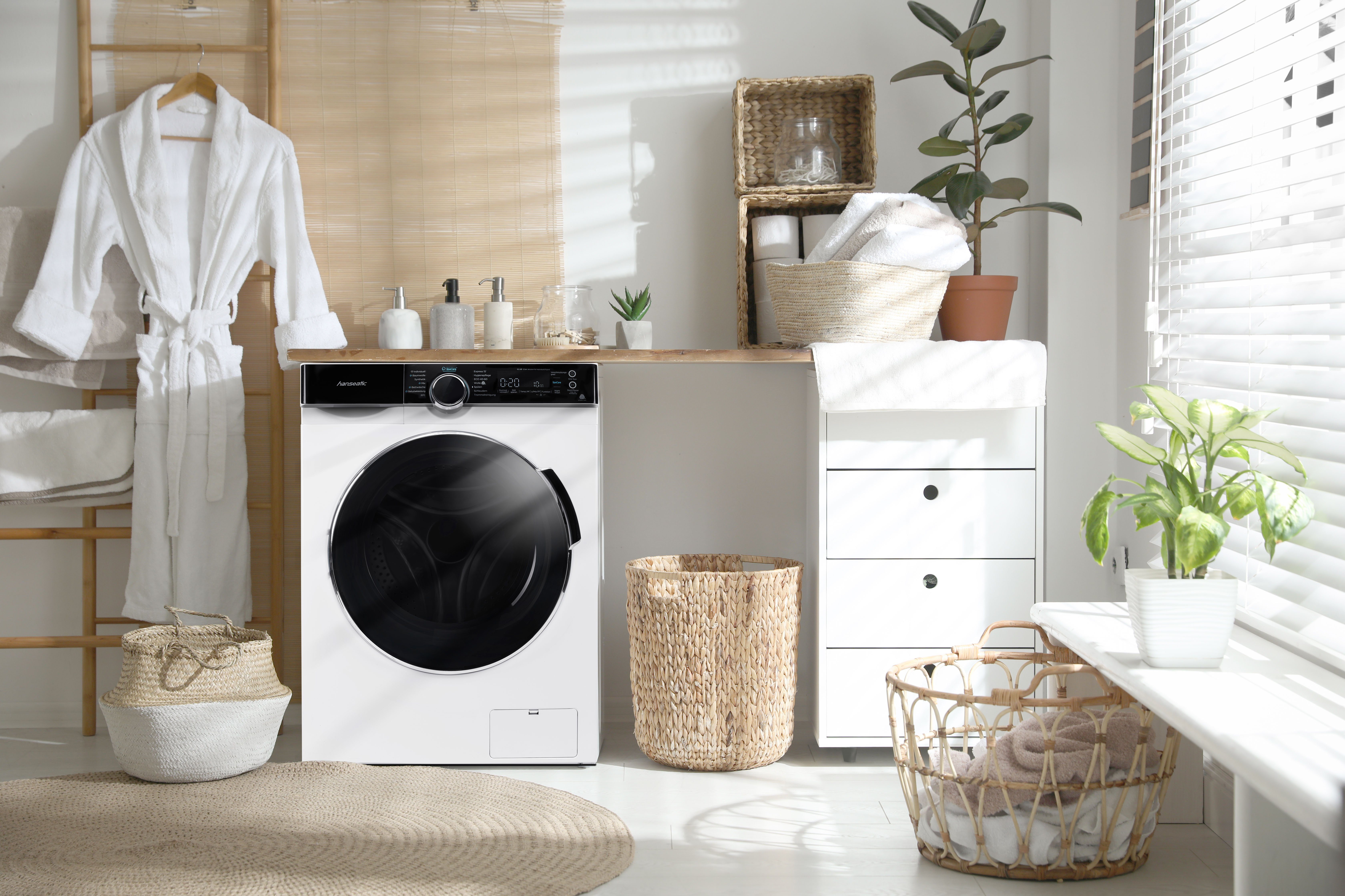 Hanseatic Wasmachine HWMK714A, Automatische dosering, nachtwasprogramma, overloopbeveiliging, stoomoptie