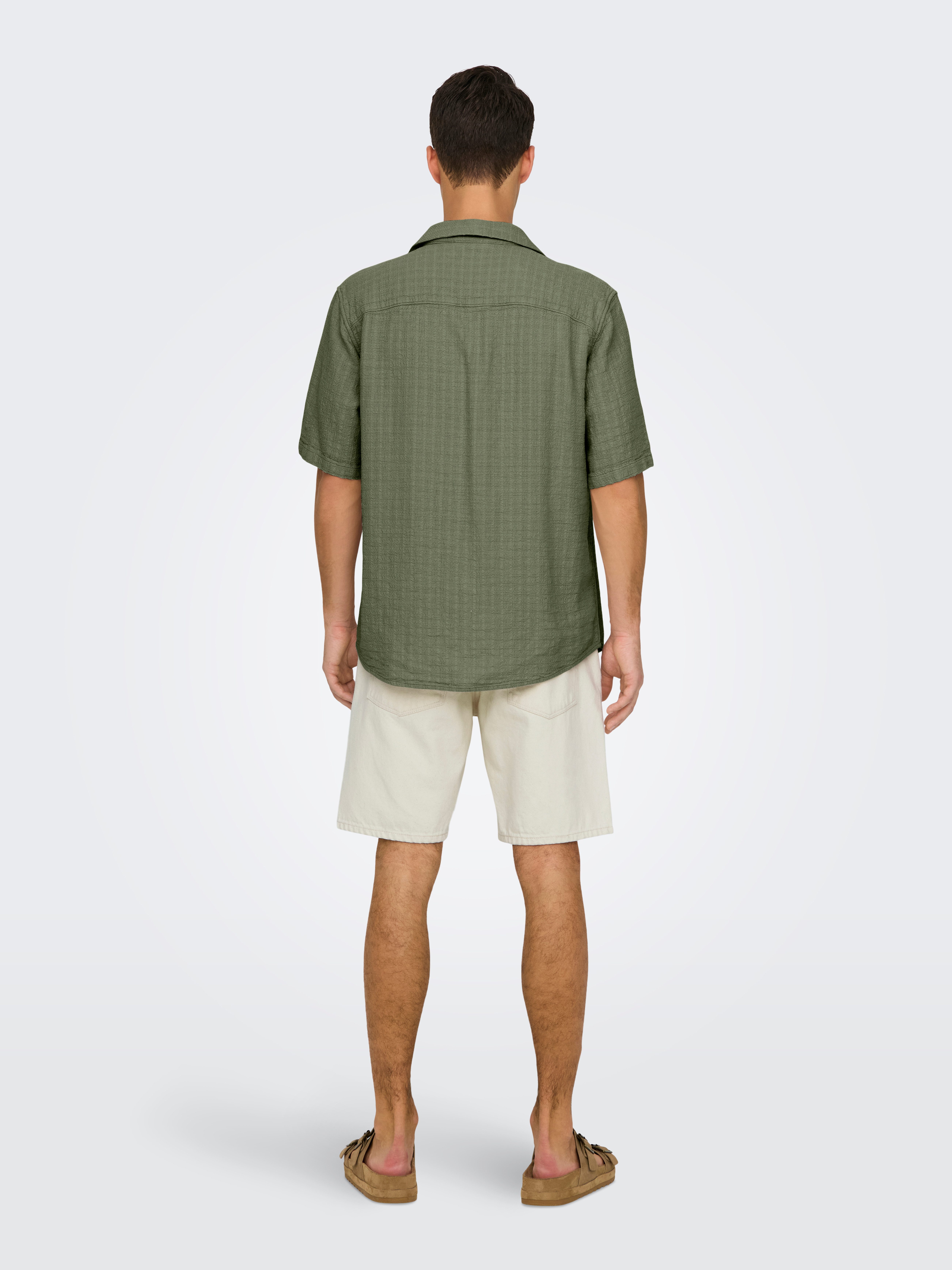 ONLY & SONS Overhemd met korte mouwen ONSLATHAM RLXSS RESORT LINEN STRUC 0257