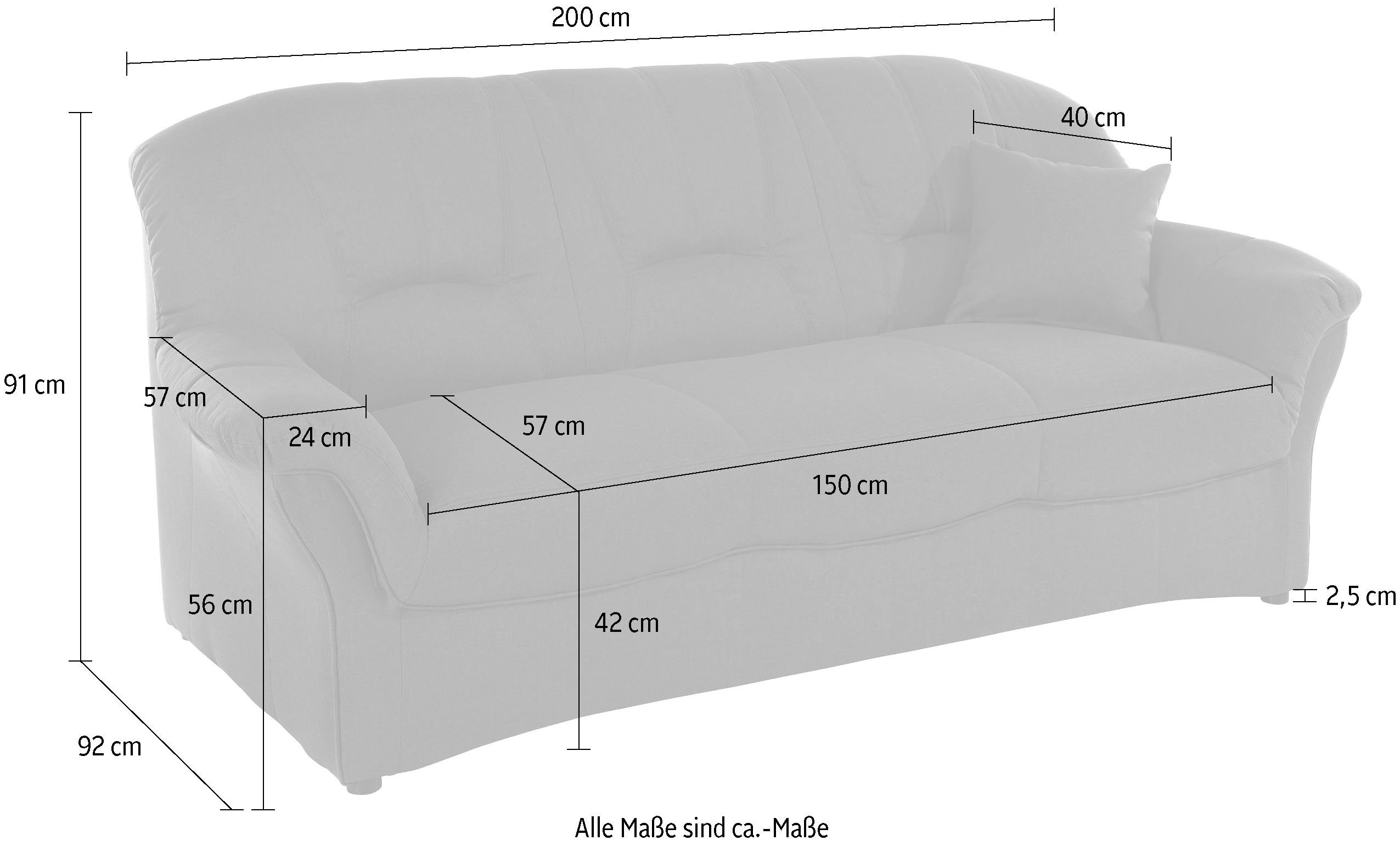 DOMO collection 3-zitsbank Bahia inclusief binnenvering