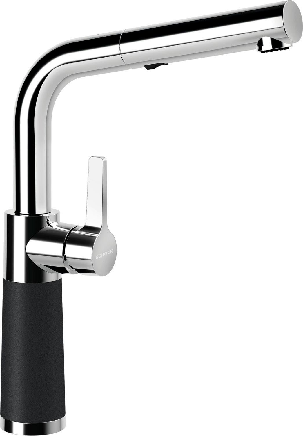 Schock Keukenkraan SC-540 SB uitschuifbaar, straal-douche, terugstroombegrenzer, draaibereik 120° keukenkranen zwart