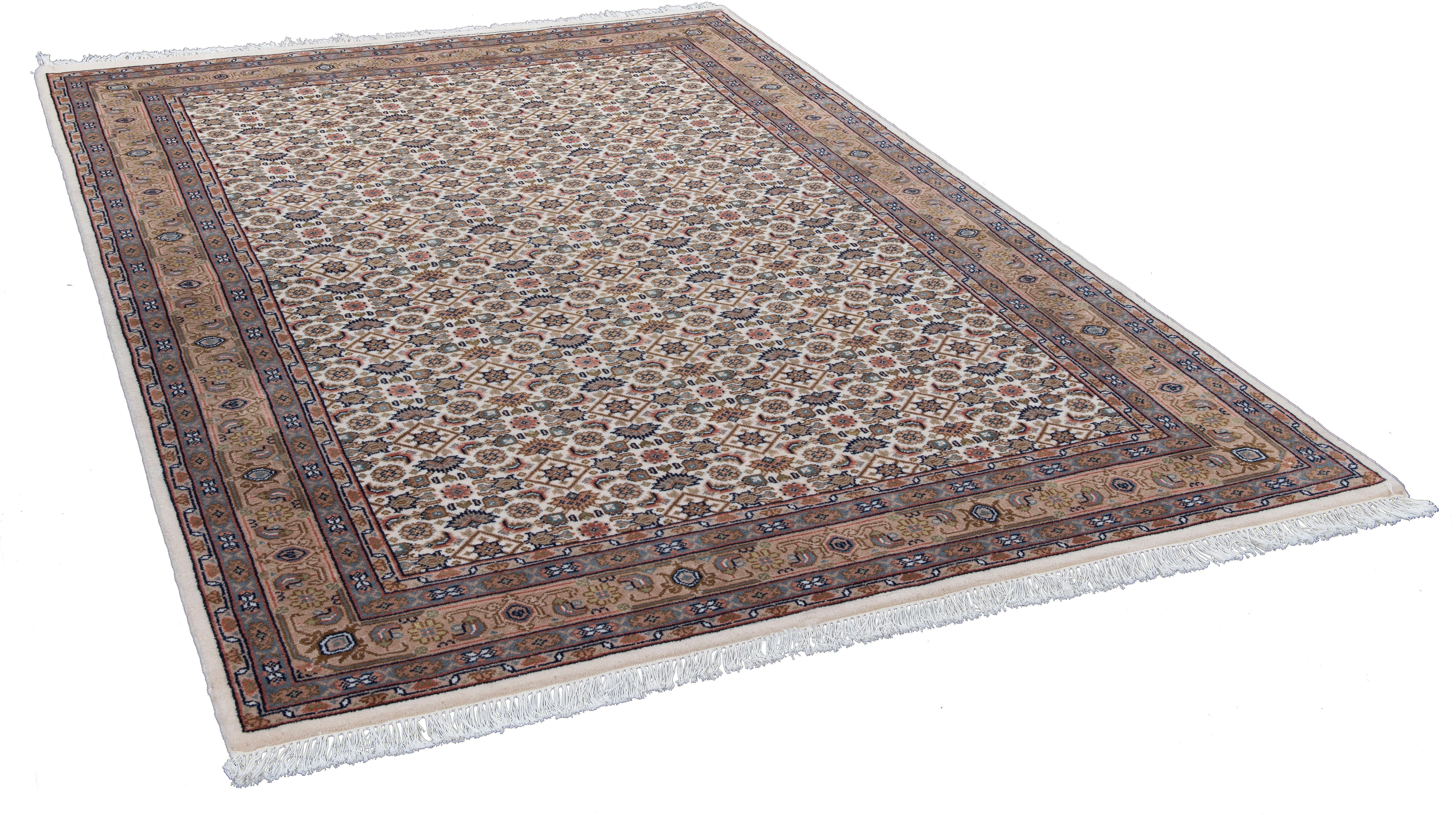 THEKO Oosters tapijt Benares Herati zuivere wol, met de hand geknoopt, met franje oosterse vloerkleden maat 170x240 cm beige