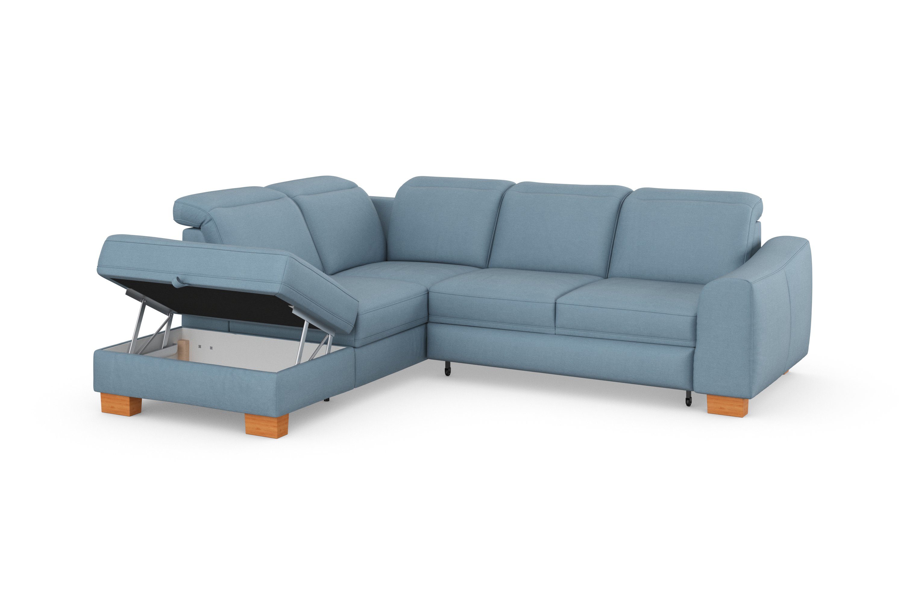 sit&more Hoekbank Dundee L-vorm met binnenvering en massief houten poten, naar keuze met verstelbare hoofdsteun