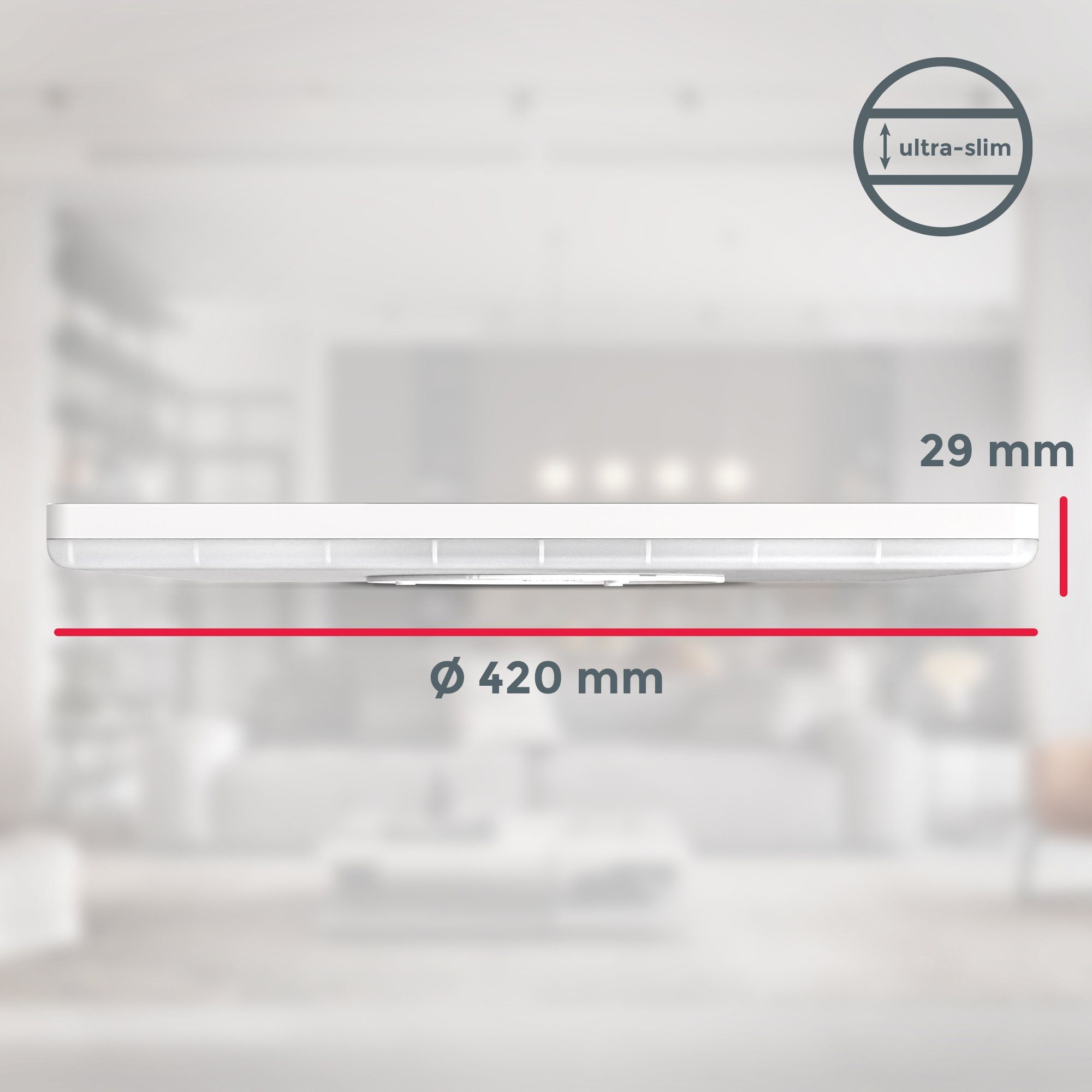 B.K.Licht Scherm Plafondlamp, dimbaar, ultra-dun, indirect licht, neutraal wit (1 stuk)