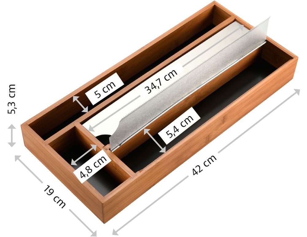 KESPER for kitchen & home Foliedispenser Ladefolie dispenser met praktische afscheurranden van roestvrij staal van fsc®-gecertificeerd bamboe, met 4 vakken, afmetingen ca.: 42x19x5,4 cm (1 stuk)