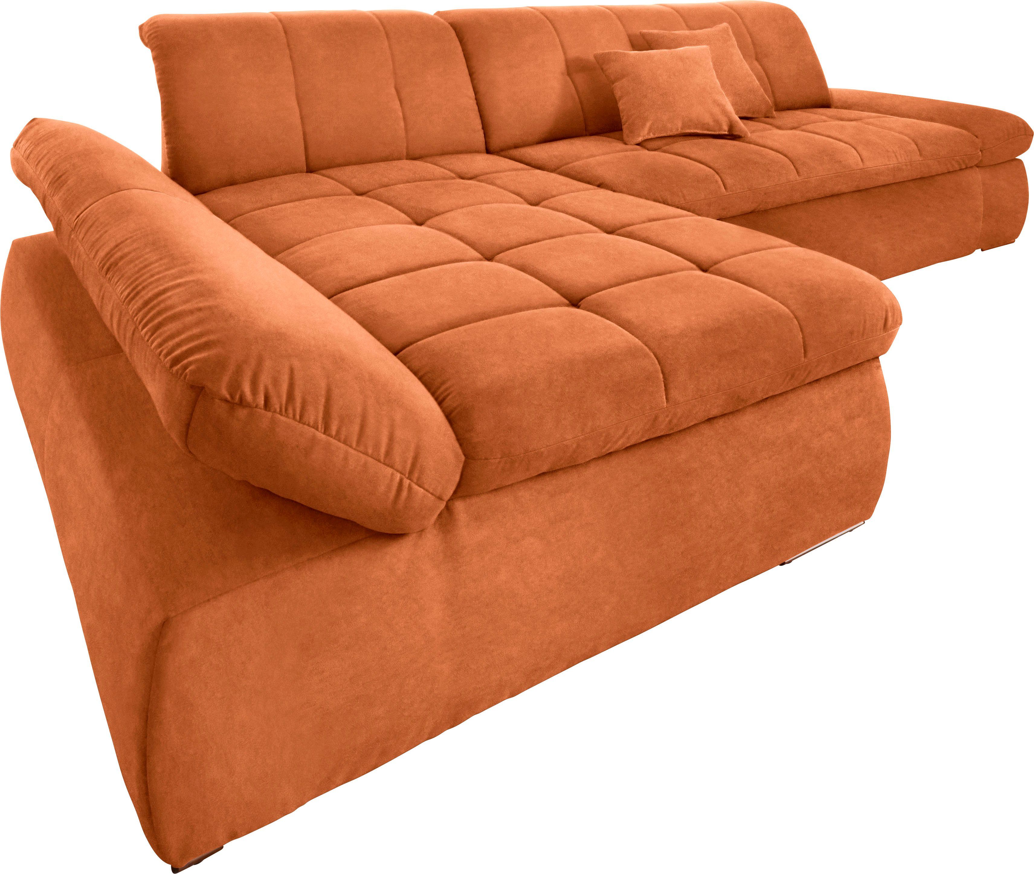 DOMO collection Hoekbank NMoric XXL, B/D/H: 300/172/80cm, L-vorm naar keuze met slaapfunctie en verstelbare armleuning