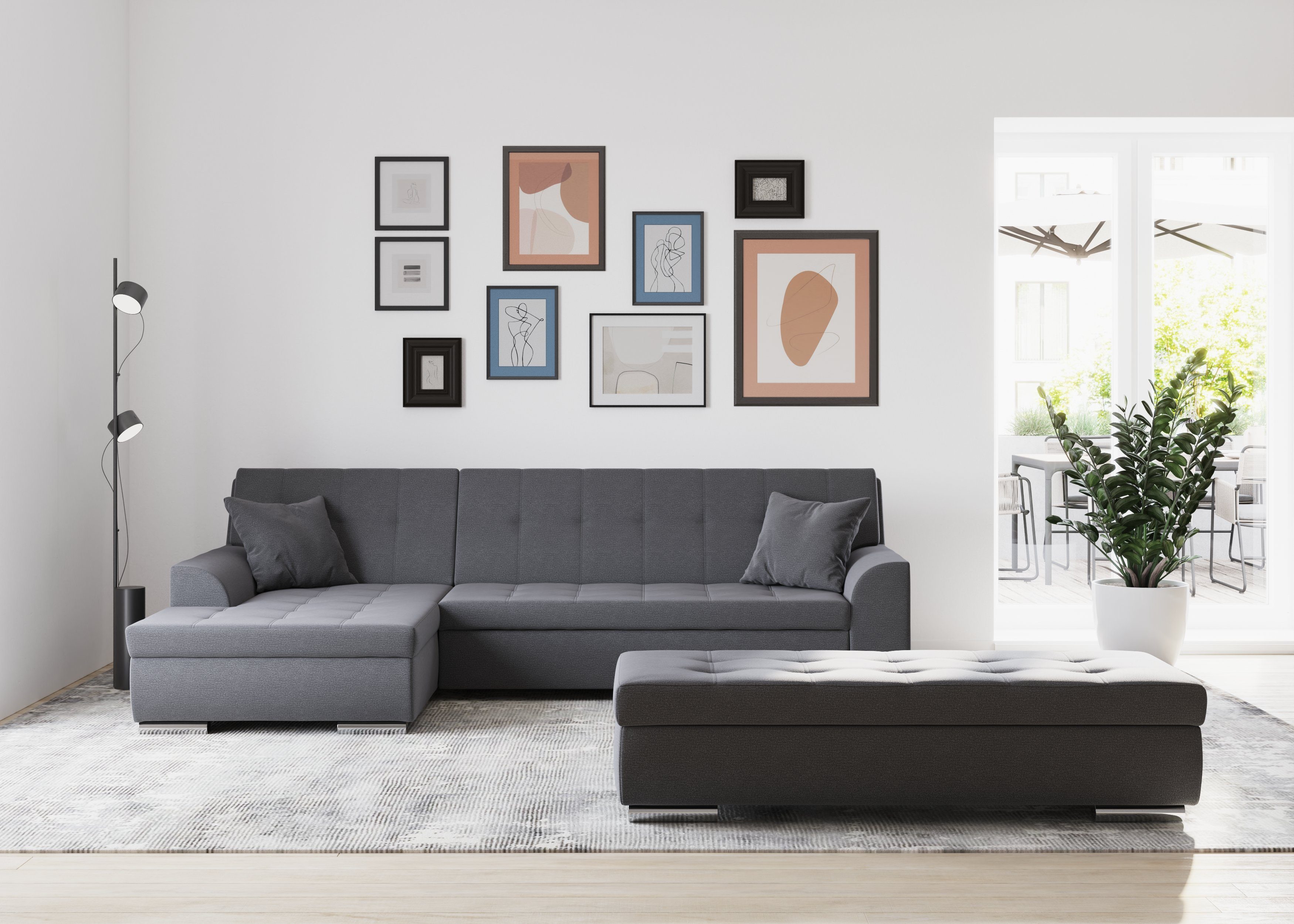 DOMO collection Hoekbank Treviso optioneel met bedfunctie