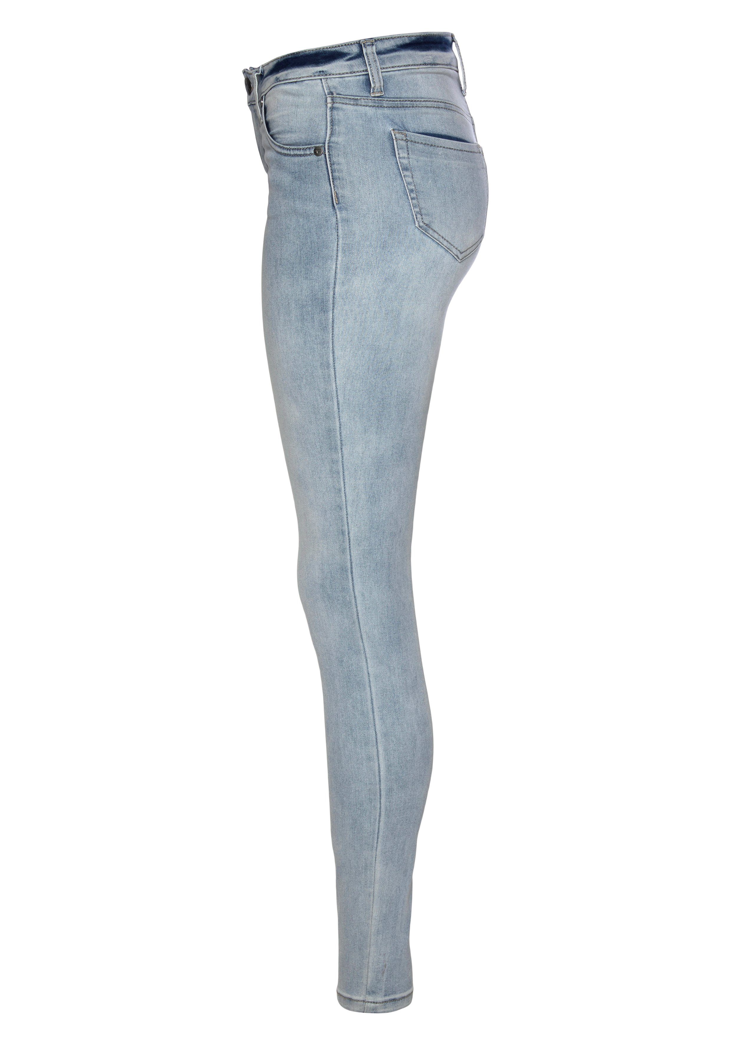 Tamaris Skinny fit jeans smalle broekpasvorm, normale taille, 5-pocket-vorm, used-wassing