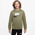 nike sportswear hoodie club fleece big kids' pullover hoodie groen