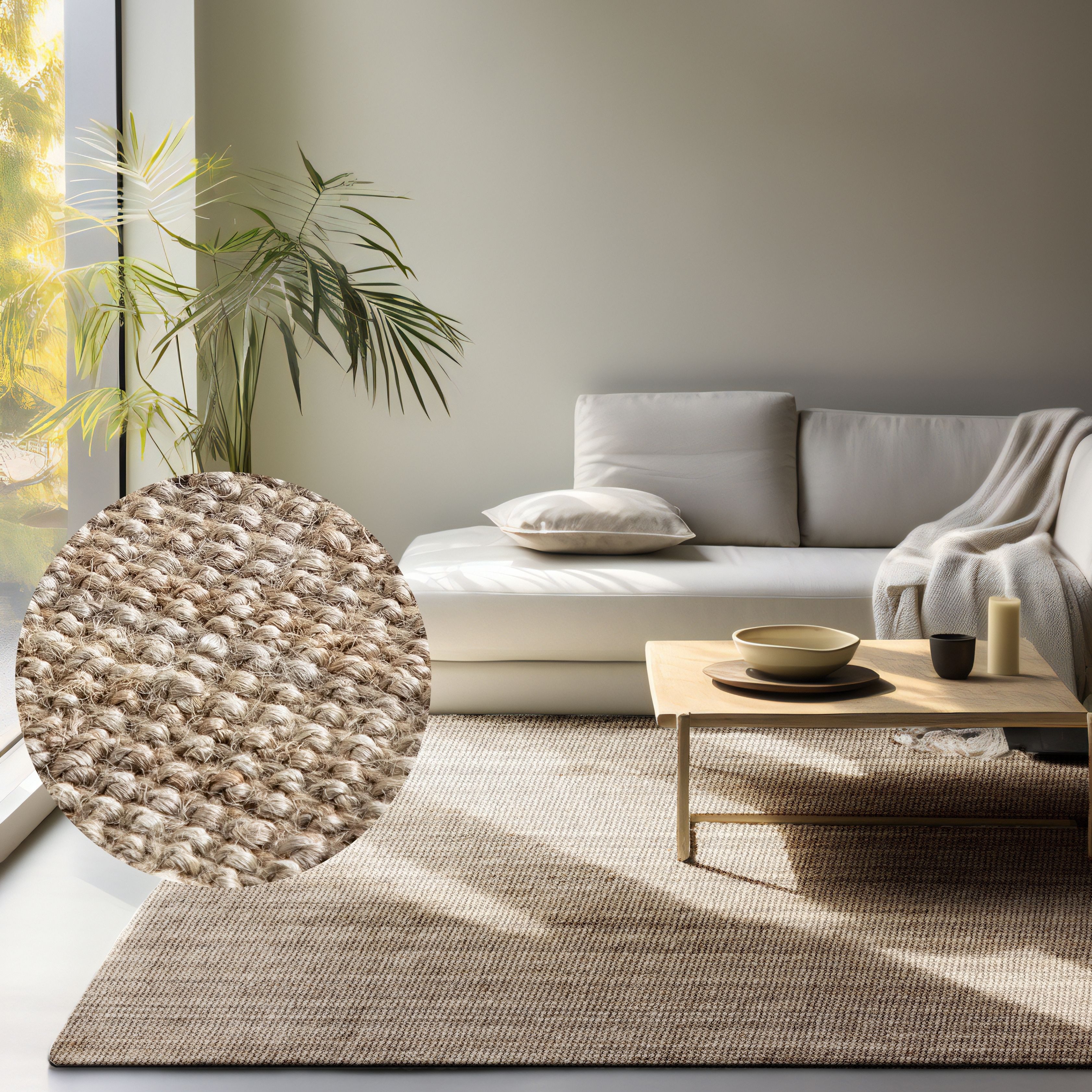 HANSE Home Vloerkleed Jaipur jute tapijt, als loper en rond 100% natuurlijke vezel, duurzaam, woonkamer, eetkamer, slaapkamer, grs