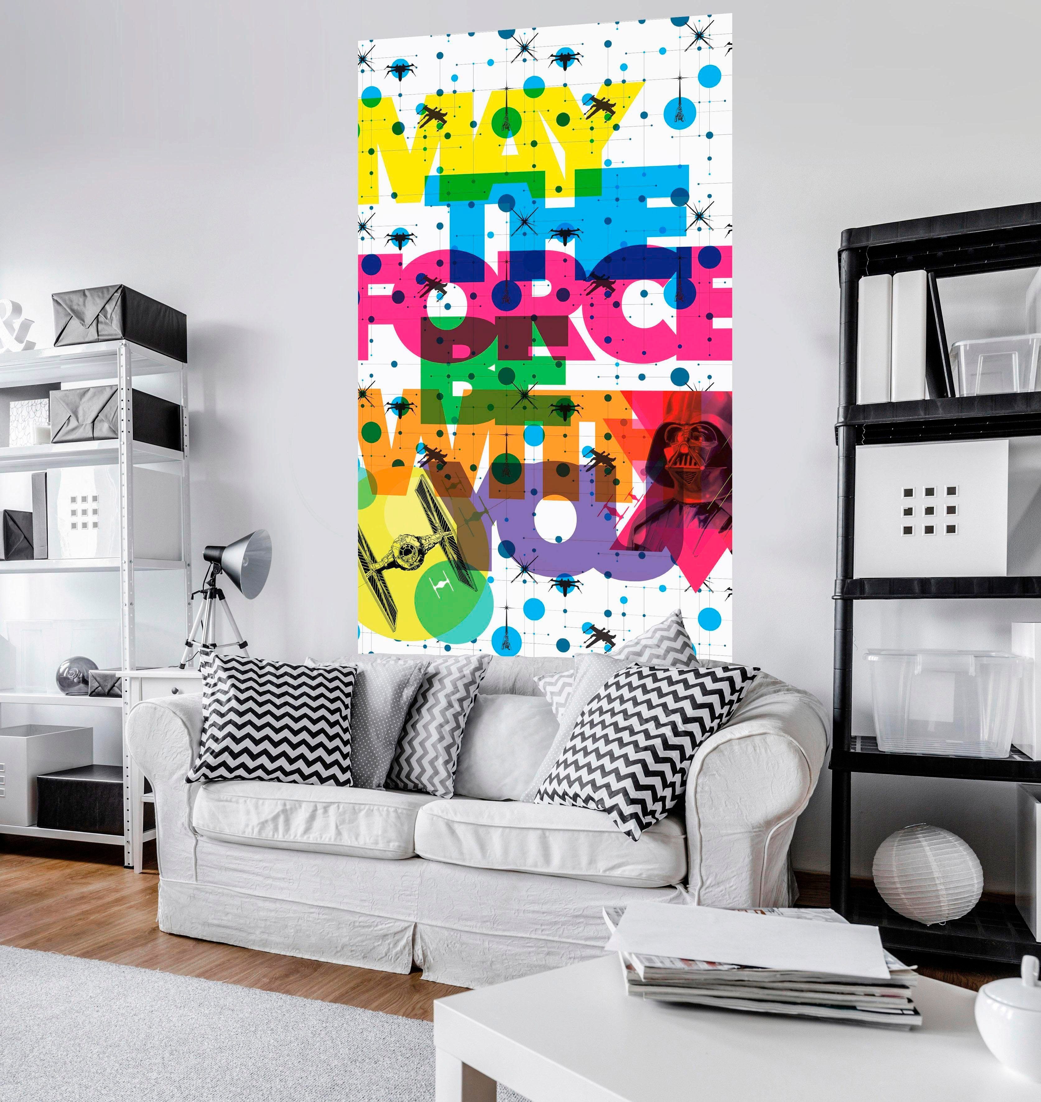 Komar Vliesbehang Star Wars Pop neon Geometrics Vader (1 stuk)