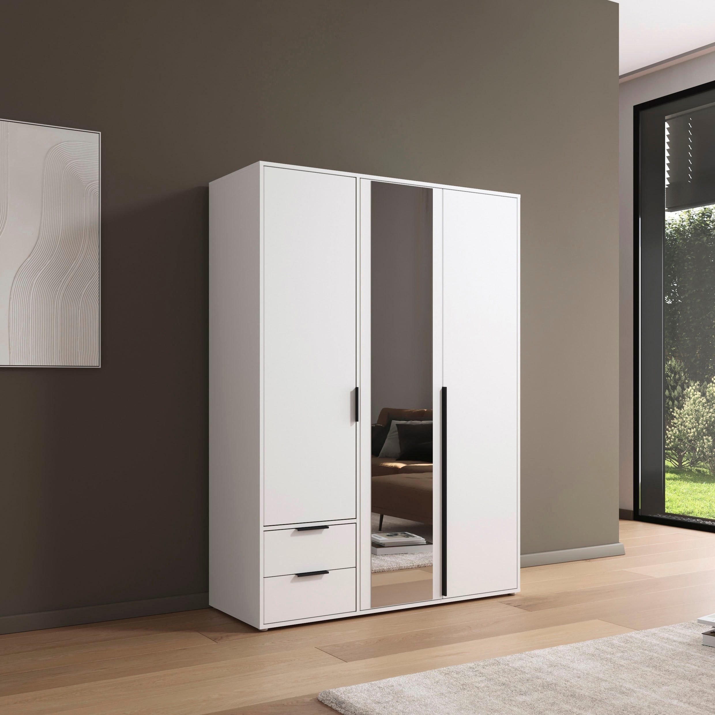 rauch Draaideurkast Kledingkast Kast Garderobe Wasmand NAGATA met Spiegel und schubladen sowie stangengriffen topseller made in germany