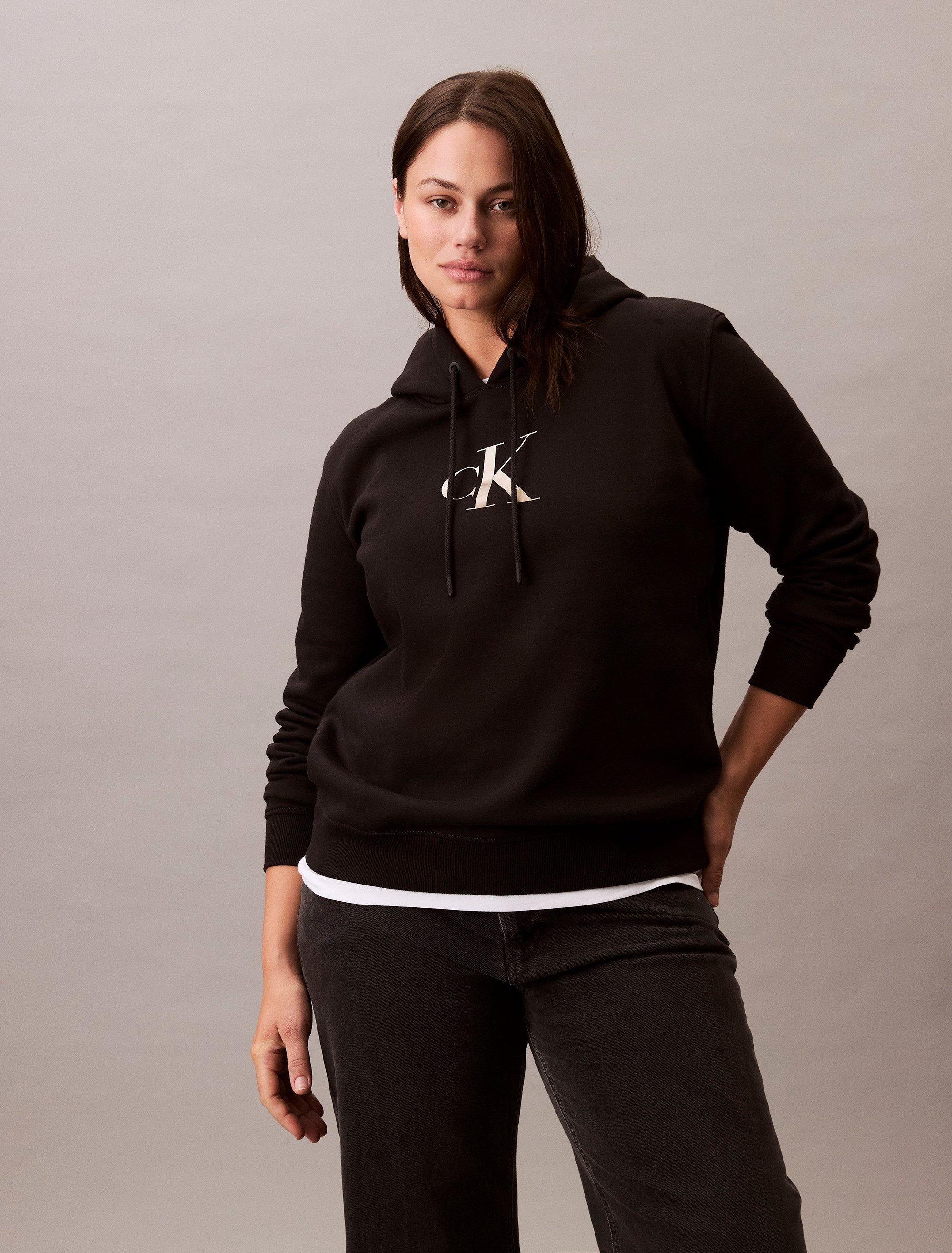 Calvin Klein Jeans Plus Hoodie PLUS GRADIENT CK HOODIE in grote maten, print met kleurverloop