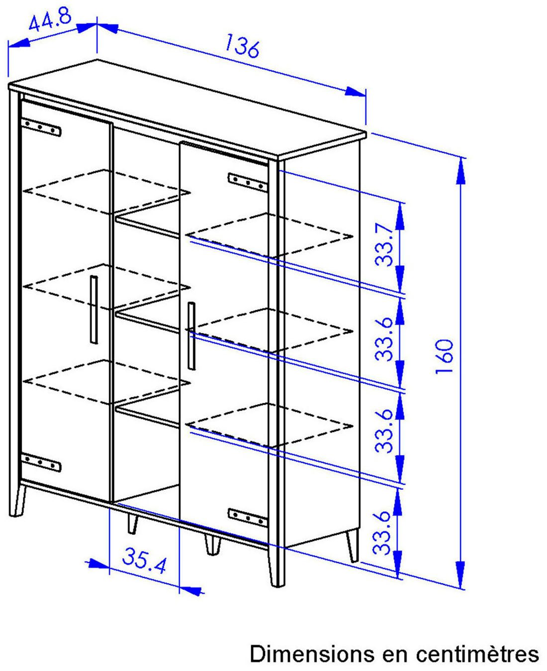 Gami Buffetkast CORK 6 zijplanken, 3 middelgrote planken