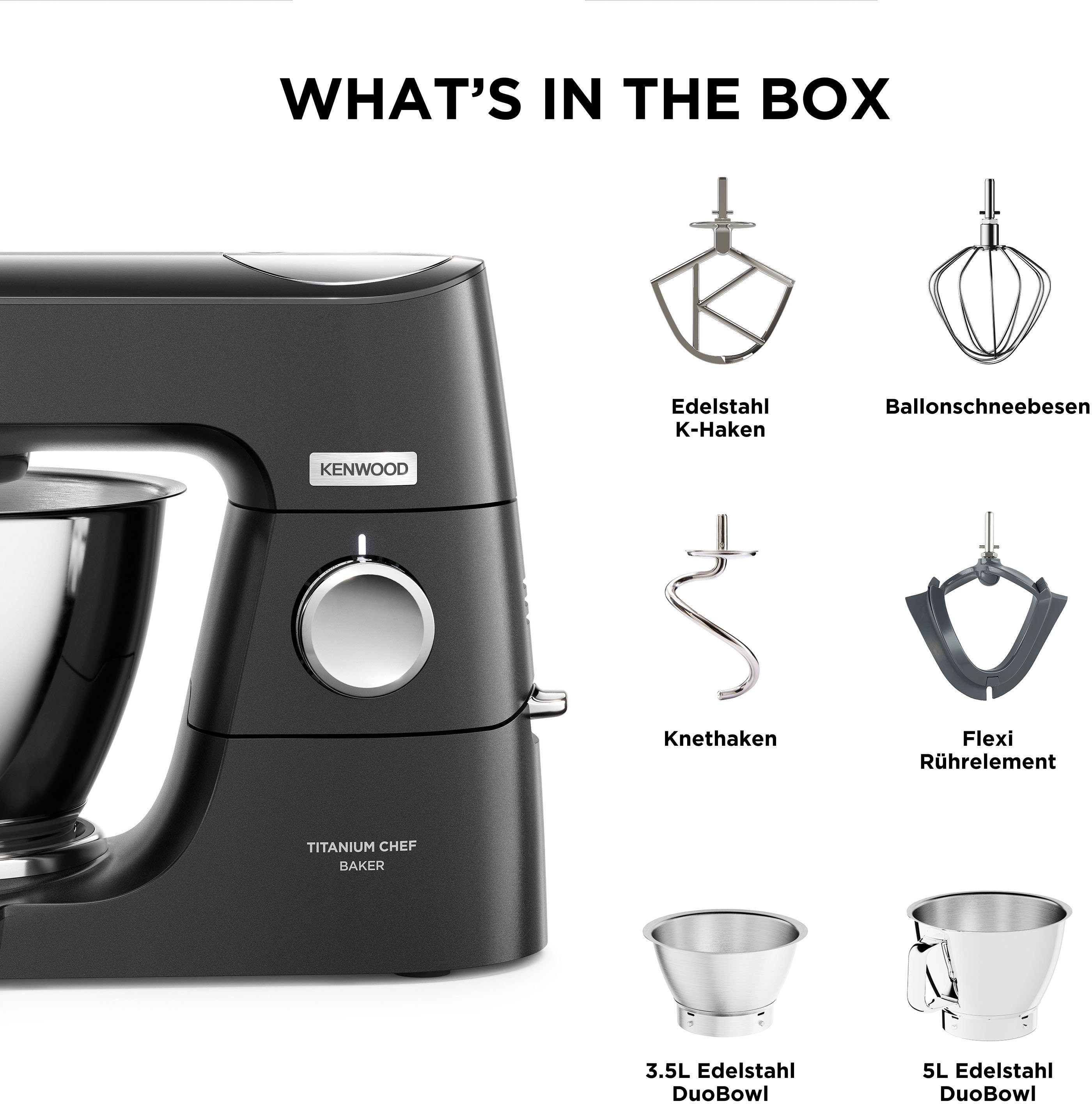 KENWOOD Keukenmachine Titanium Chef Baker KVC85.004BK m. Zubeh.