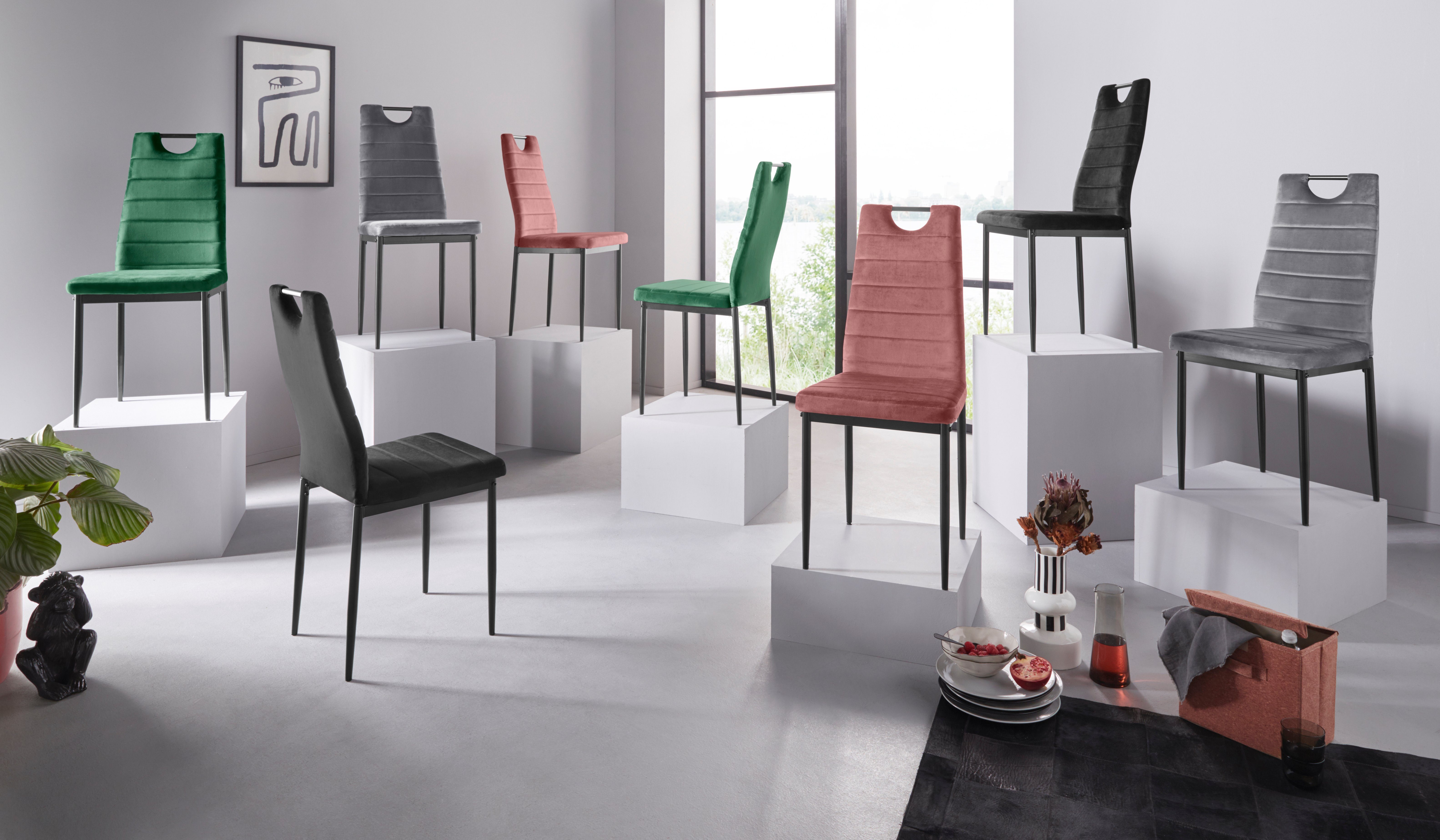 INOSIGN Eetkamerstoel (set van 2 of 4) met veloursovertrek, rugleuning met handgreep (set)