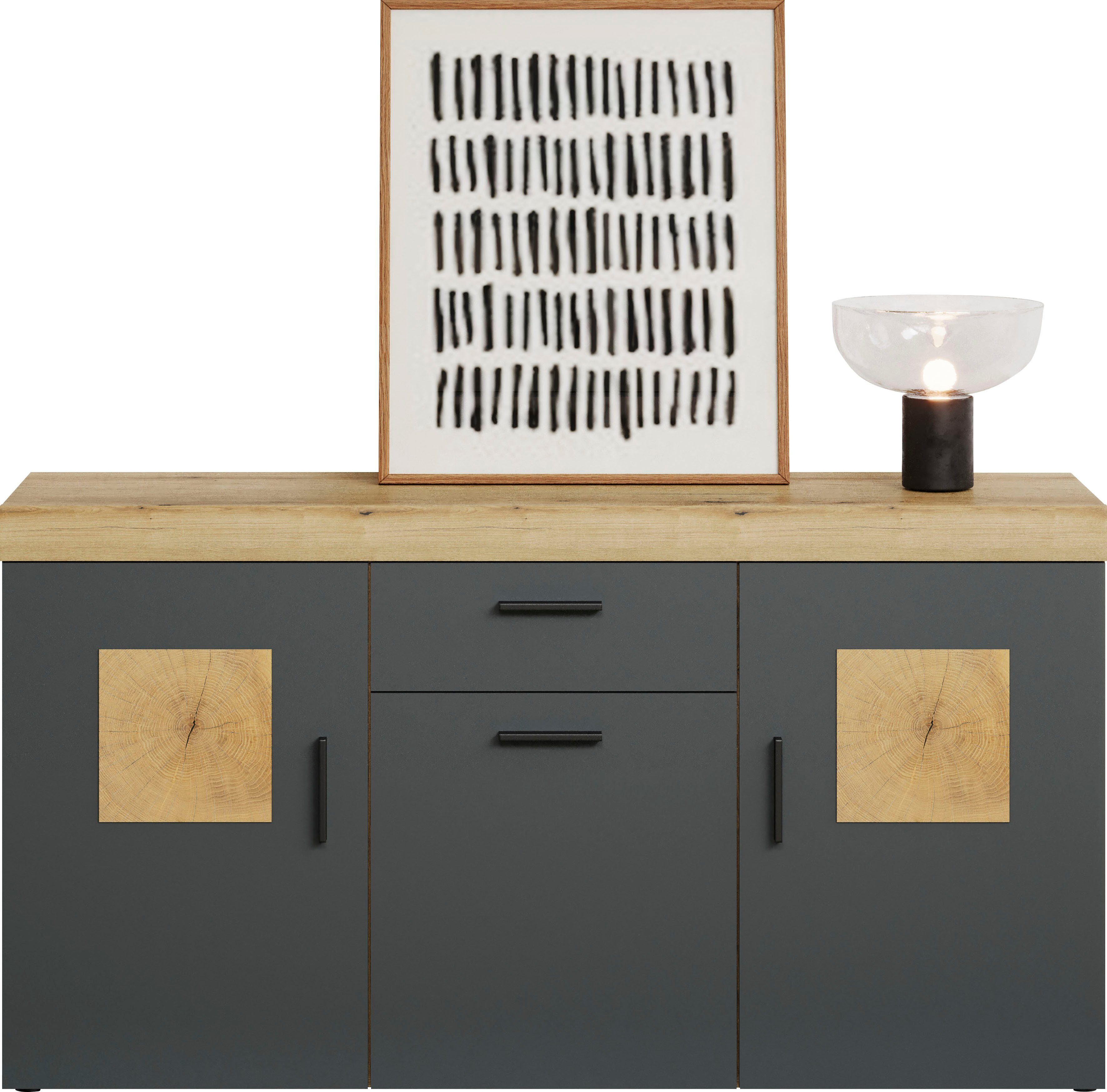 Home affaire Dressoir Gent Commode met eindhoutapplicaties - (B/D/H): 160/42/86 cm (1 stuk)