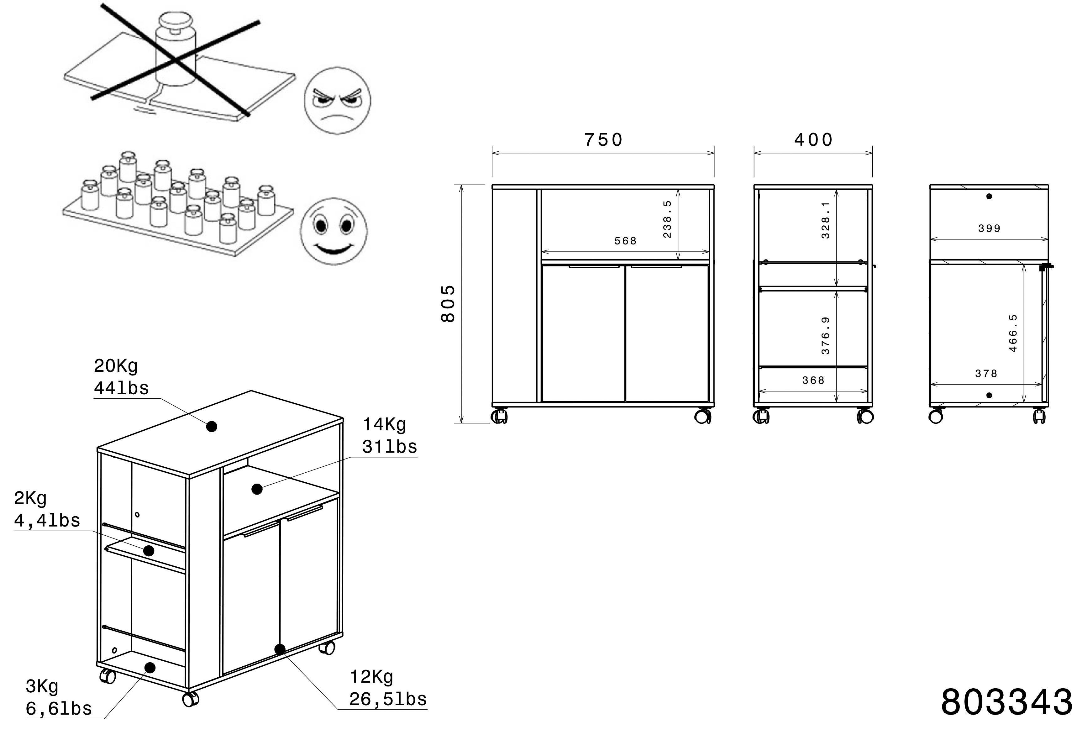 Parisot Kastenset Fumay 3 (set, 3 stuks)