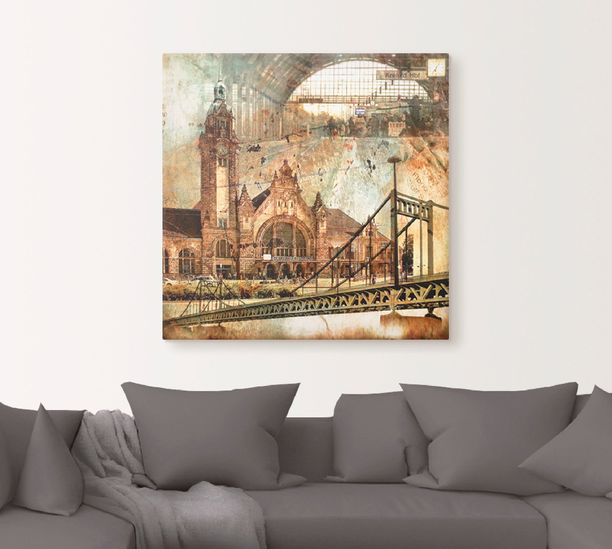 Artland Artprint Krefeld skyline abstracte collage als artprint op linnen, poster in verschillende formaten maten