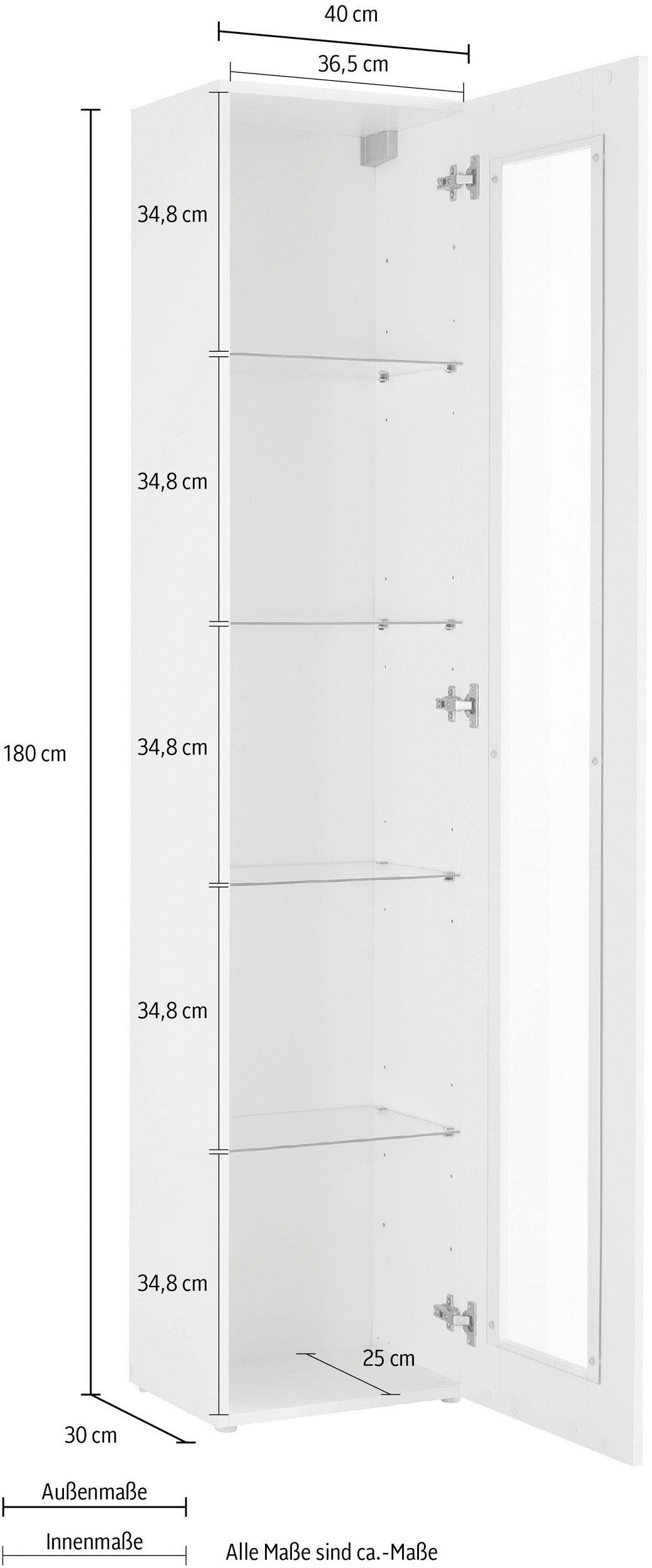 INOSIGN Vitrinekast Maruska Glasvitrine, opbergruimte vitrine, staand en hangend te monteren (1 stuk)