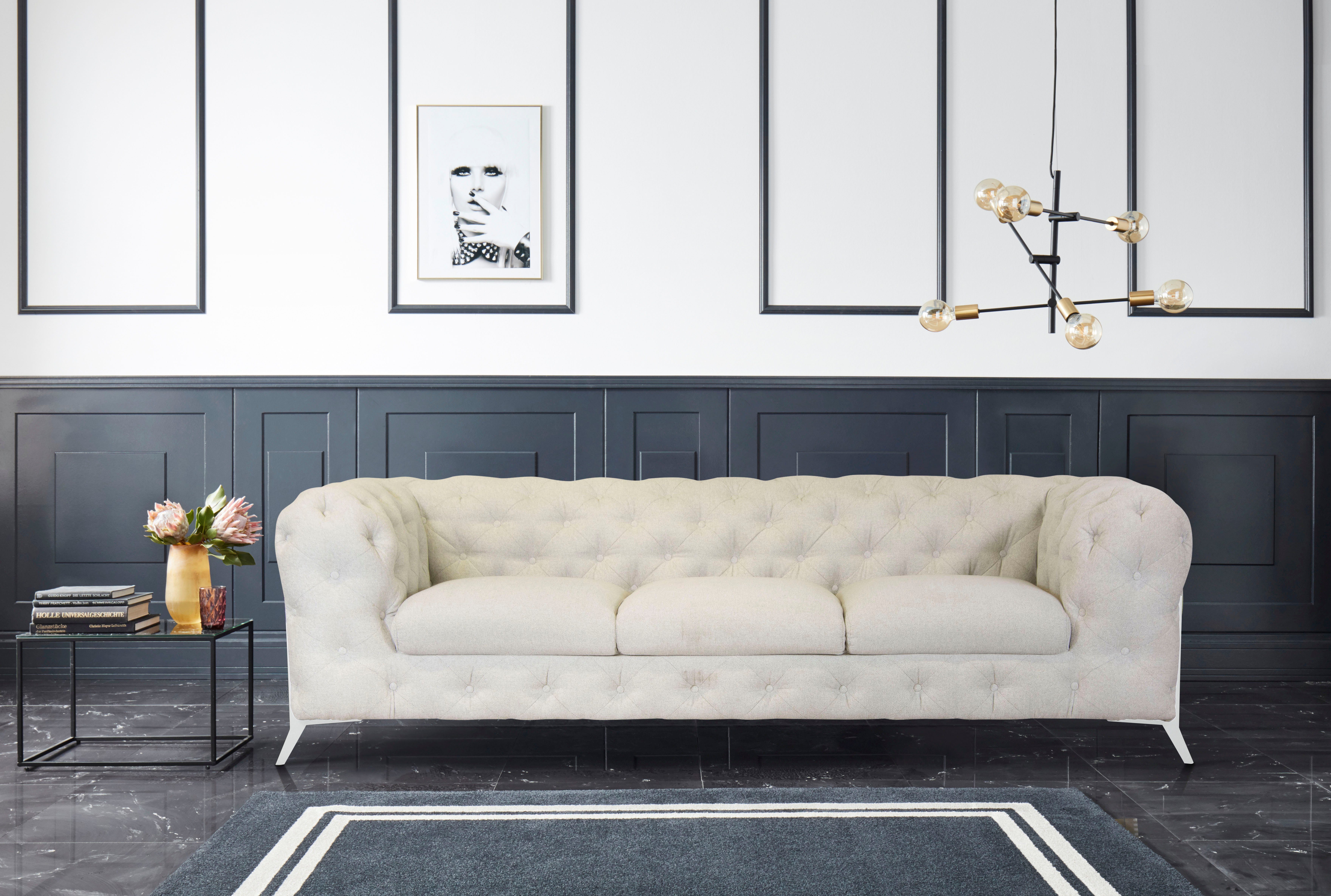 Leonique Chesterfield-bank Amaury luxueuze capitonnage, moderne chesterfield look, kleur van de poten ter keuze